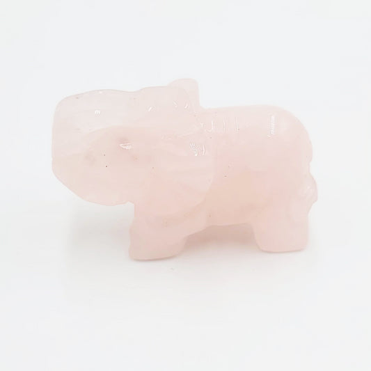 Rose Quartz Elephant Figurine 2" 50mm - Elevated Metaphysical