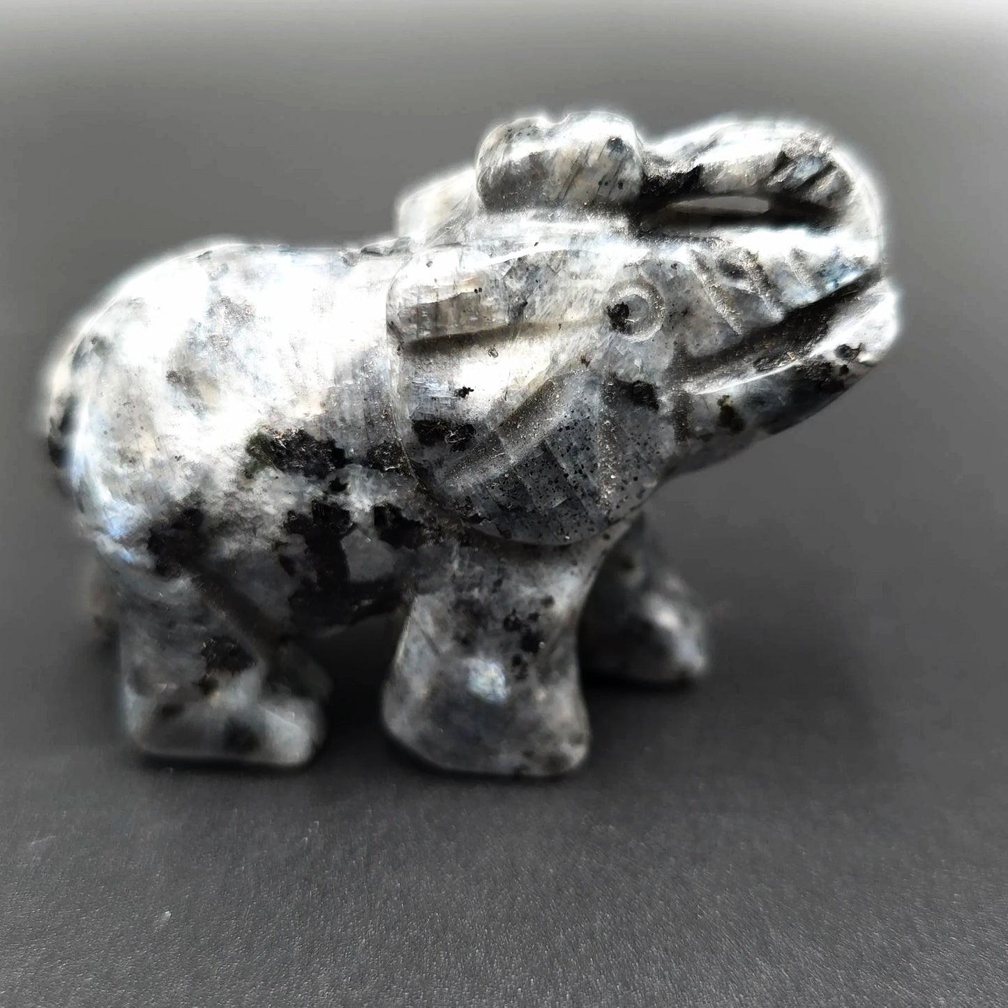 Labradorite Elephant Figurine 2" 50mm