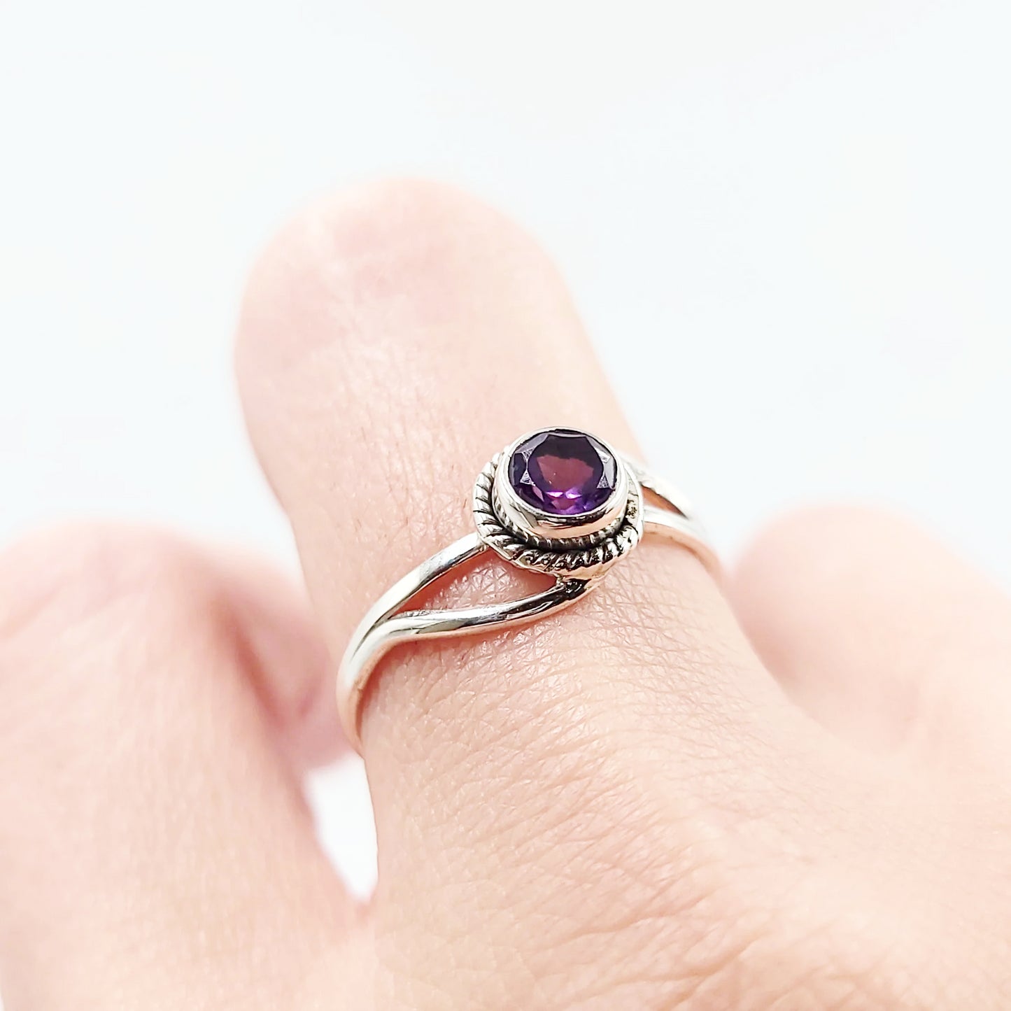 Amethyst Infinity Ring Sterling Silver Size 8 - Elevated Metaphysical