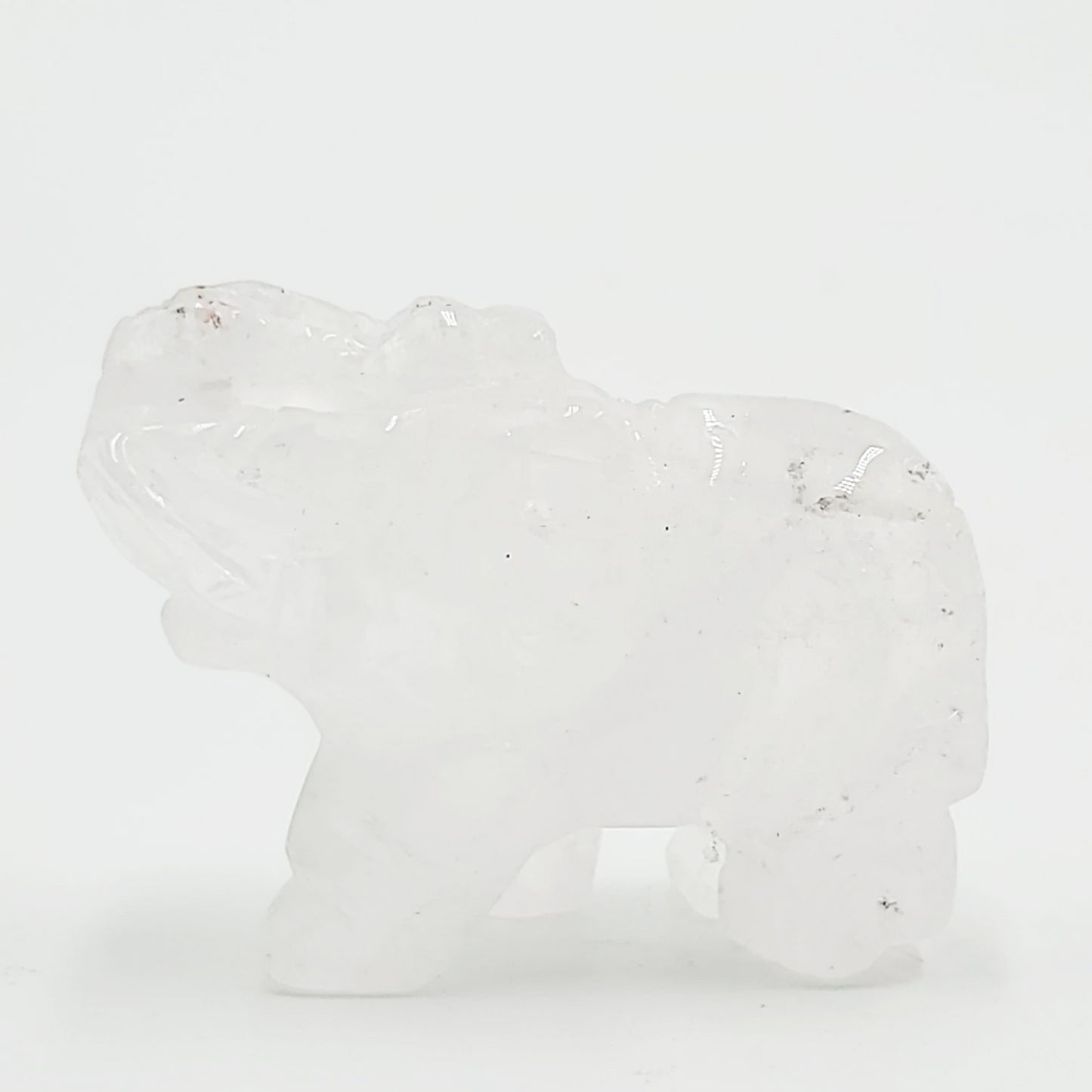 Clear Quartz Elephant Figurine 2" 50mm