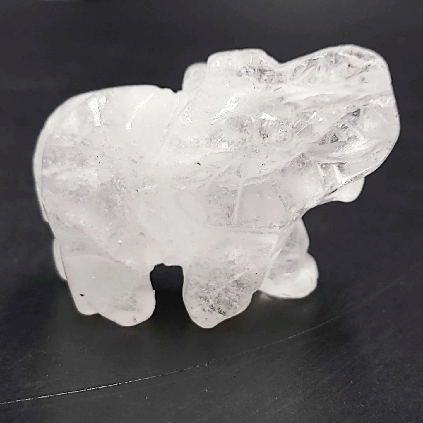 Clear Quartz Elephant Figurine 2" 50mm