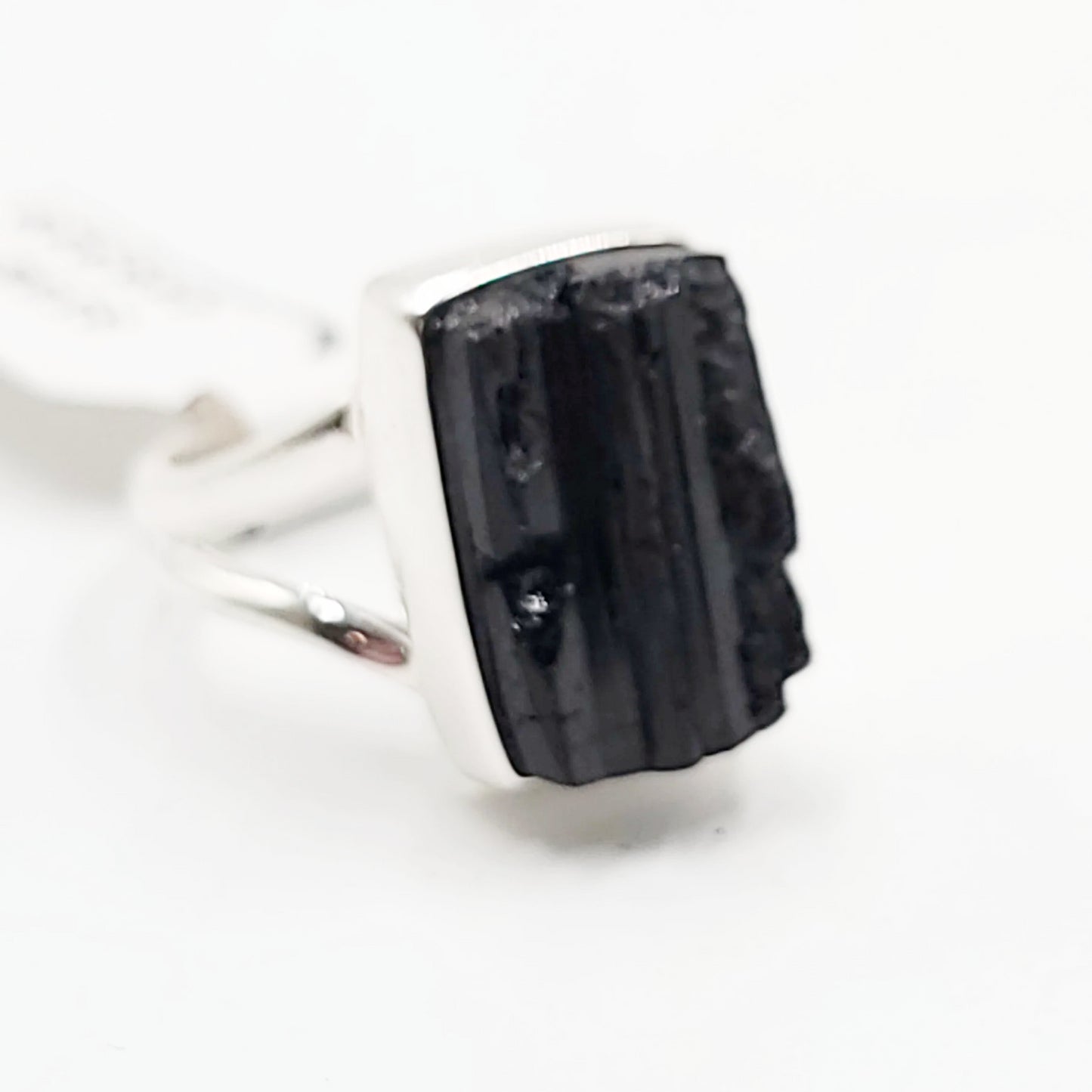 Black Tourmaline Ring Sterling Silver Band Size 5