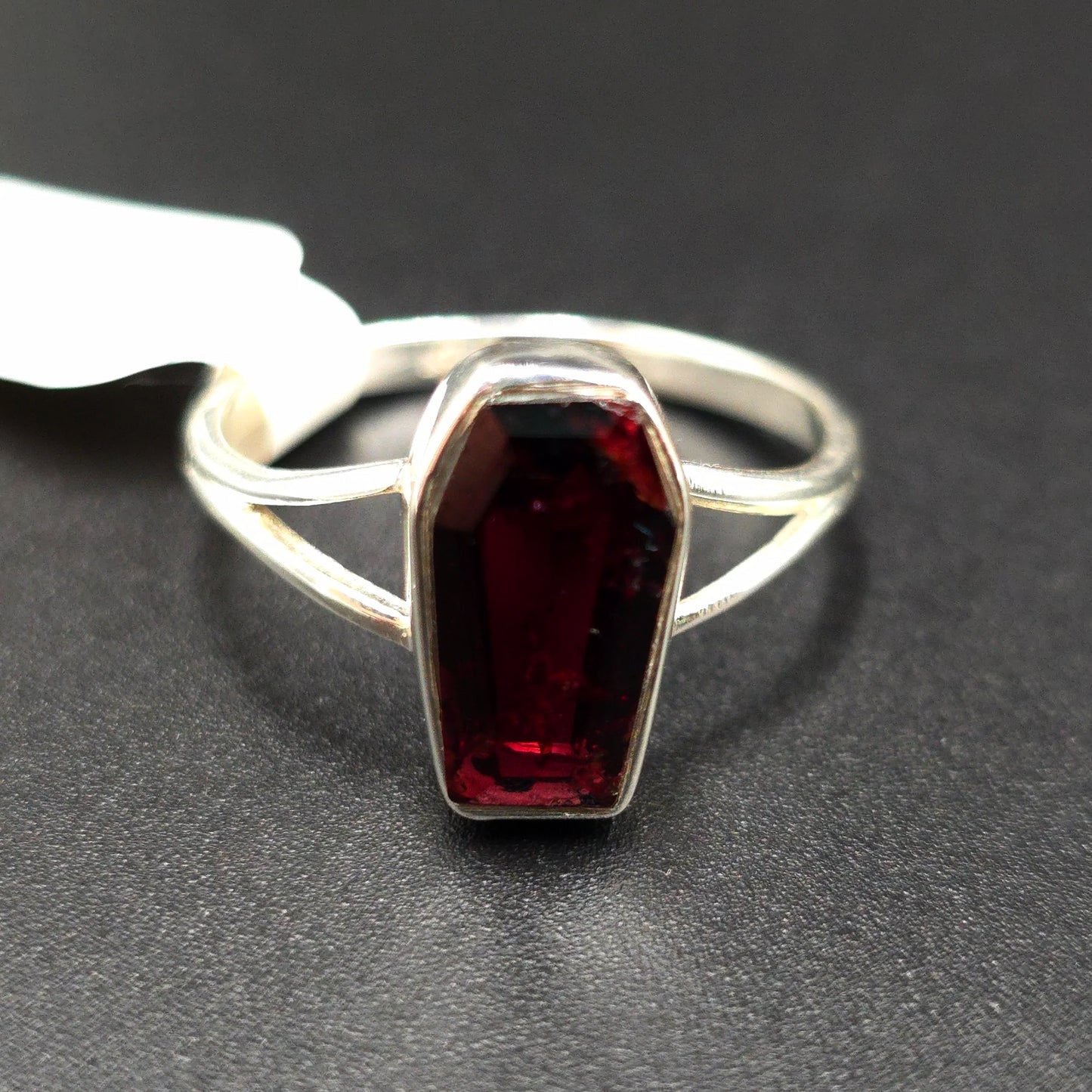 Garnet Coffin Ring Sterling Silver - Elevated Metaphysical