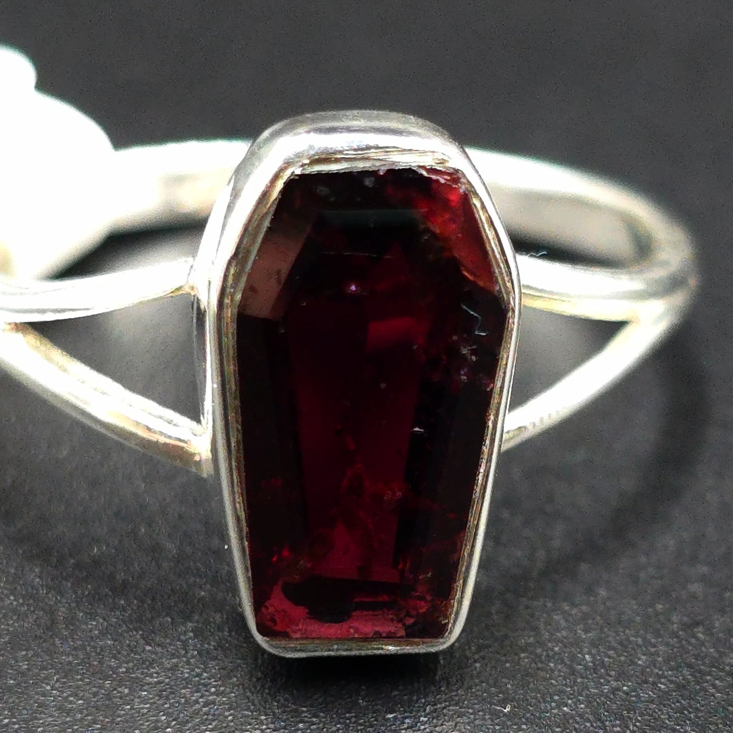 Garnet Coffin Ring Sterling Silver - Elevated Metaphysical