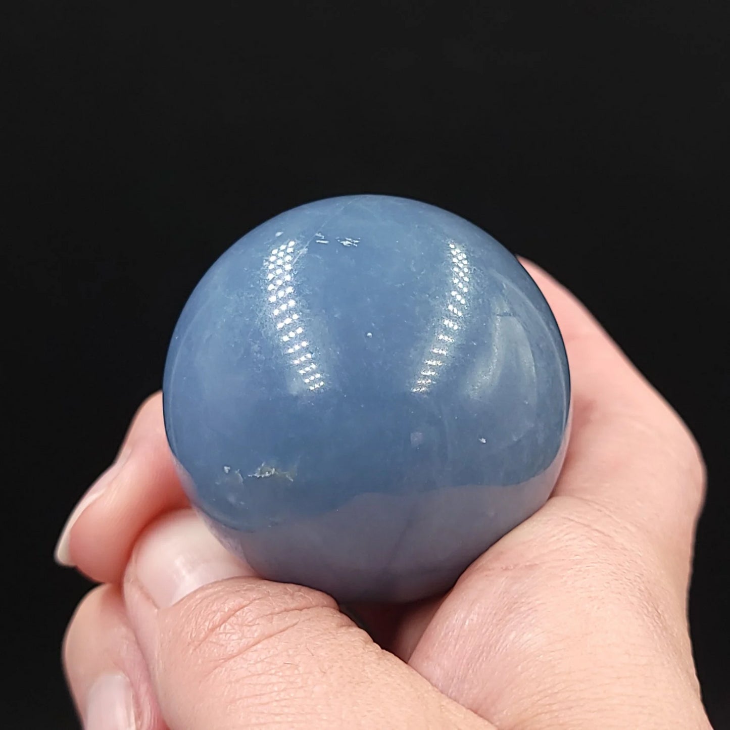 Angelite Sphere 45mm 1.8" 135g 4.8oz - Elevated Metaphysical