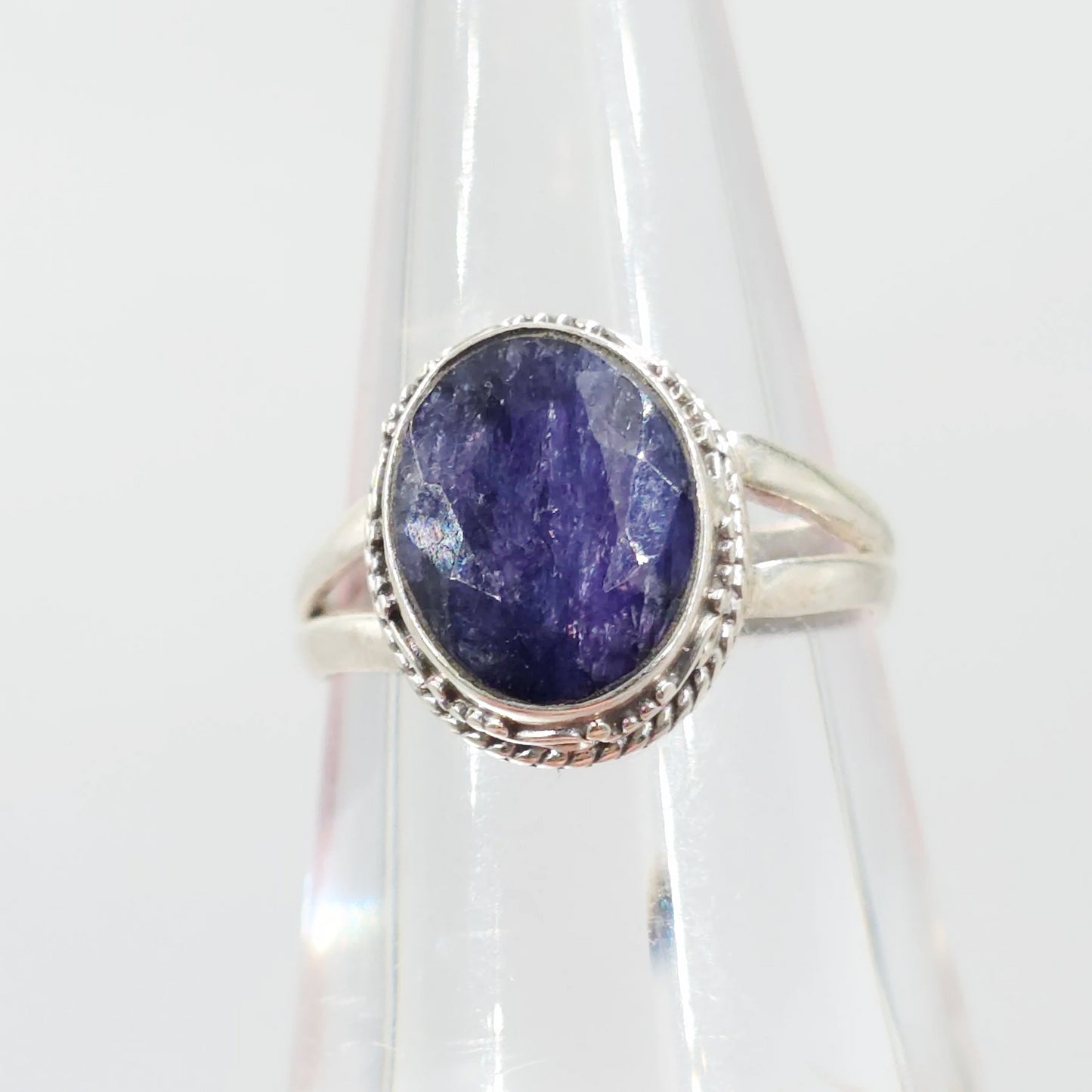 Sapphire Ring Sterling Silver Size 7 Solitaire