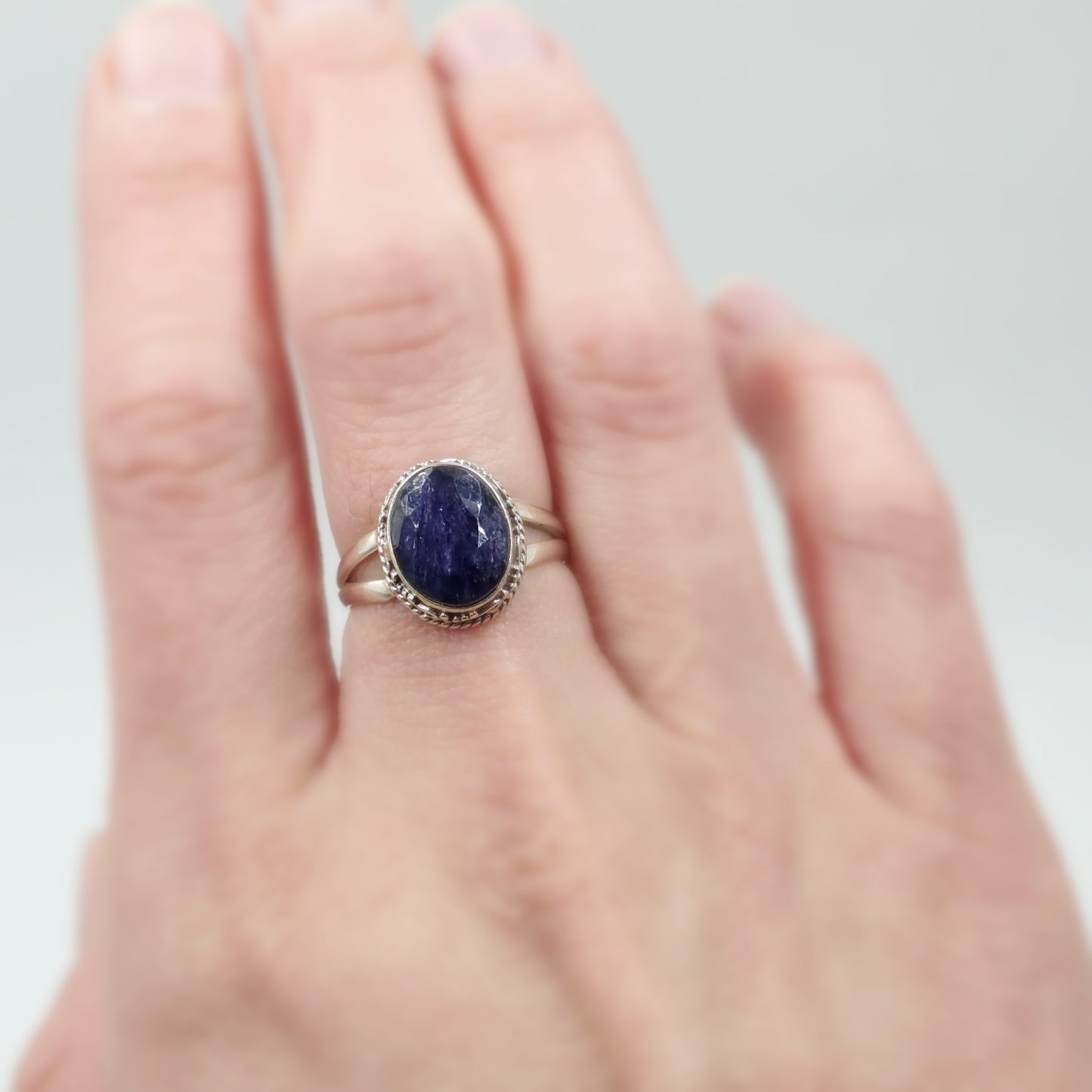 Sapphire Ring Sterling Silver Size 7 Solitaire