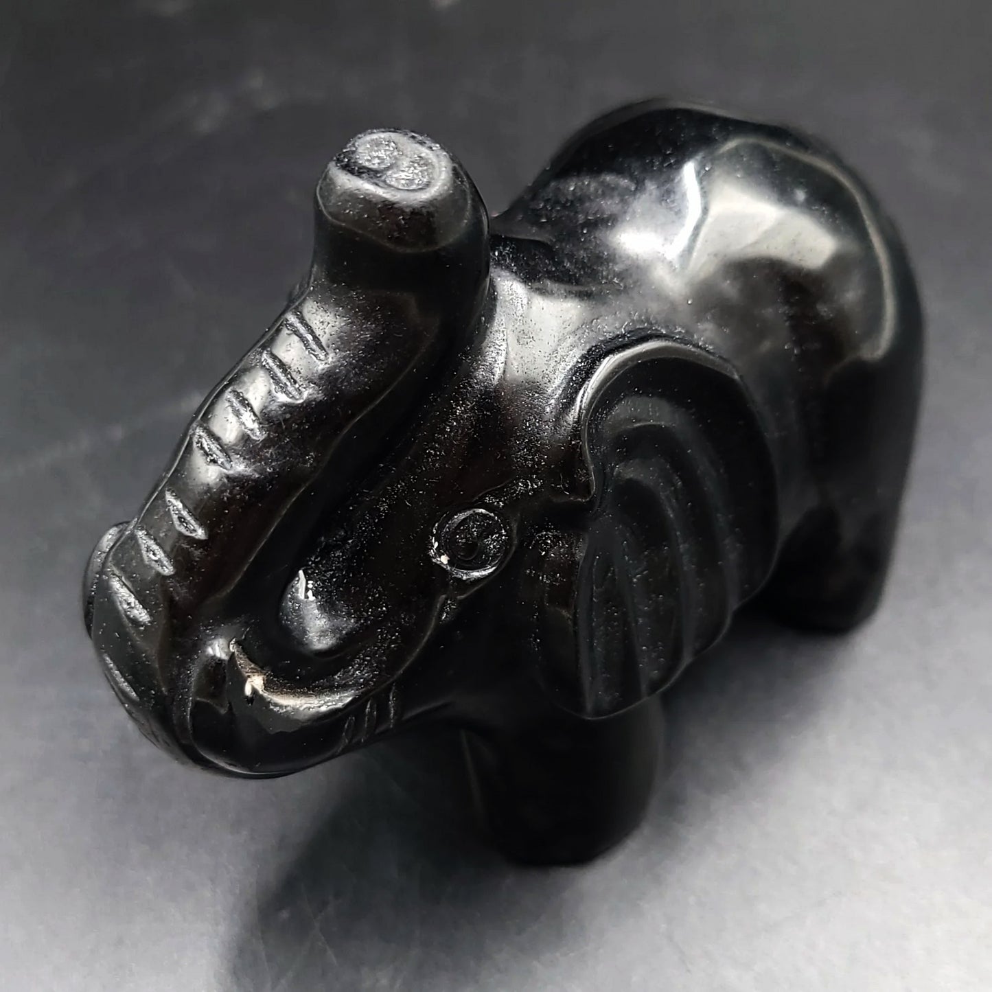 Black Tourmaline Elephant Figurine 3.75" 95mm 12.4oz 350g - Elevated Metaphysical