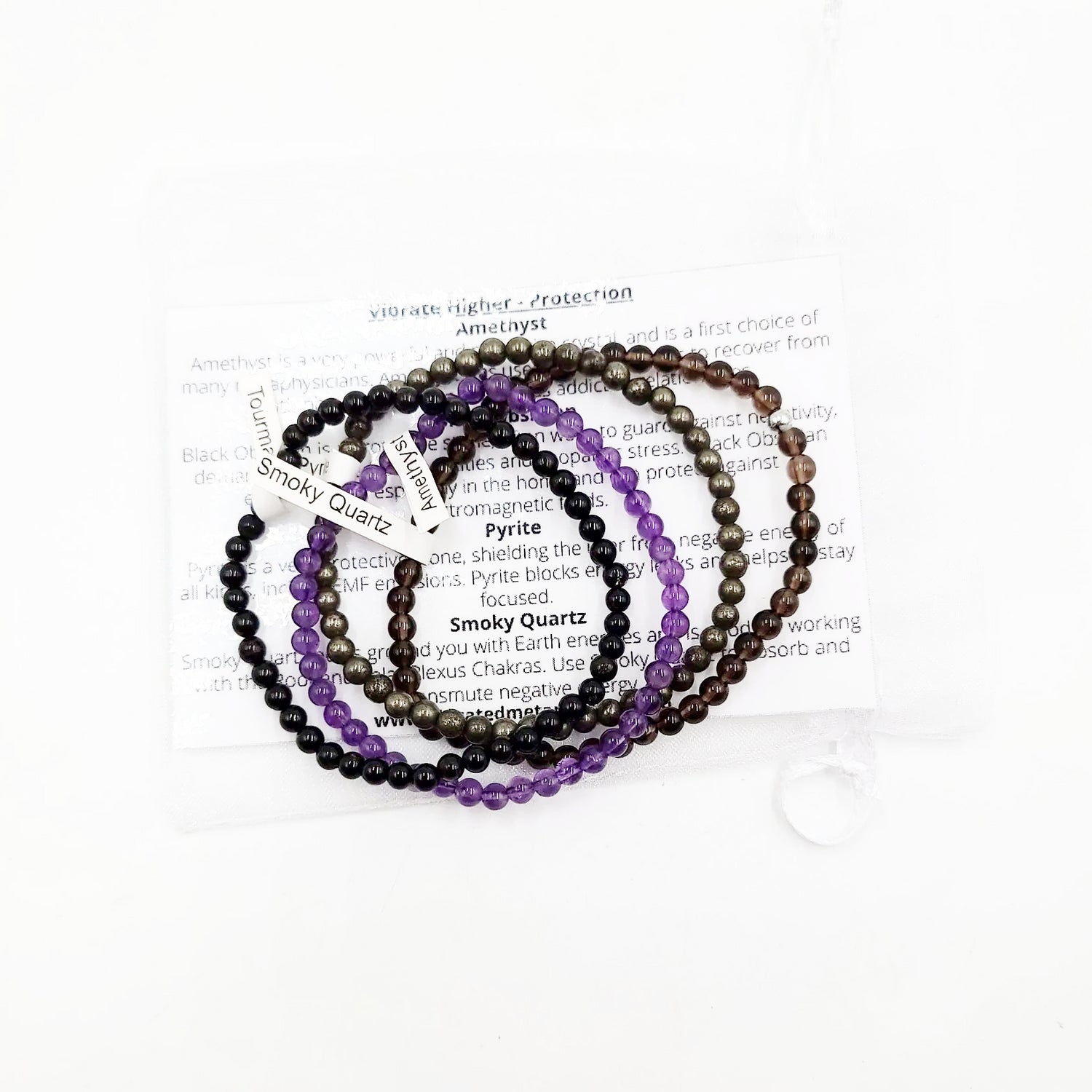 Vibrate Higher - Protection Bracelet Set 4mm Bead Bracelets - Elevated Metaphysical