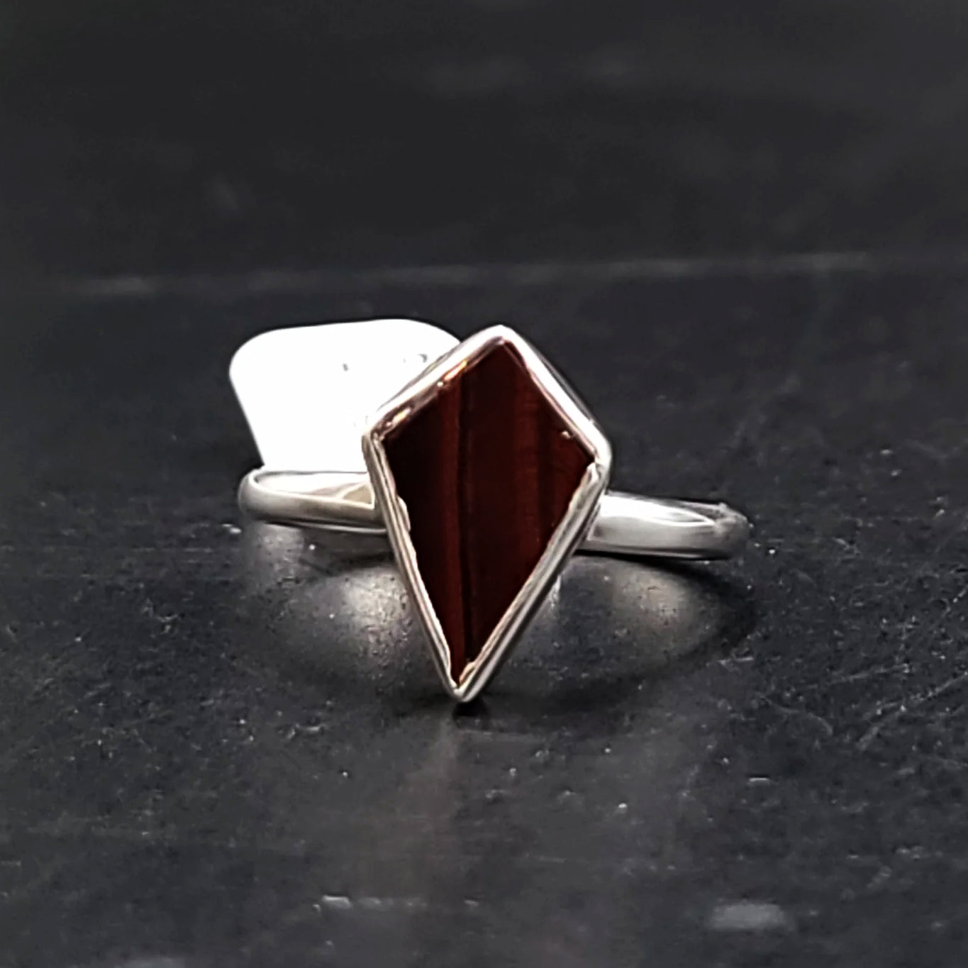 Red Tiger Eye Shield Ring Sterling Silver Size 8