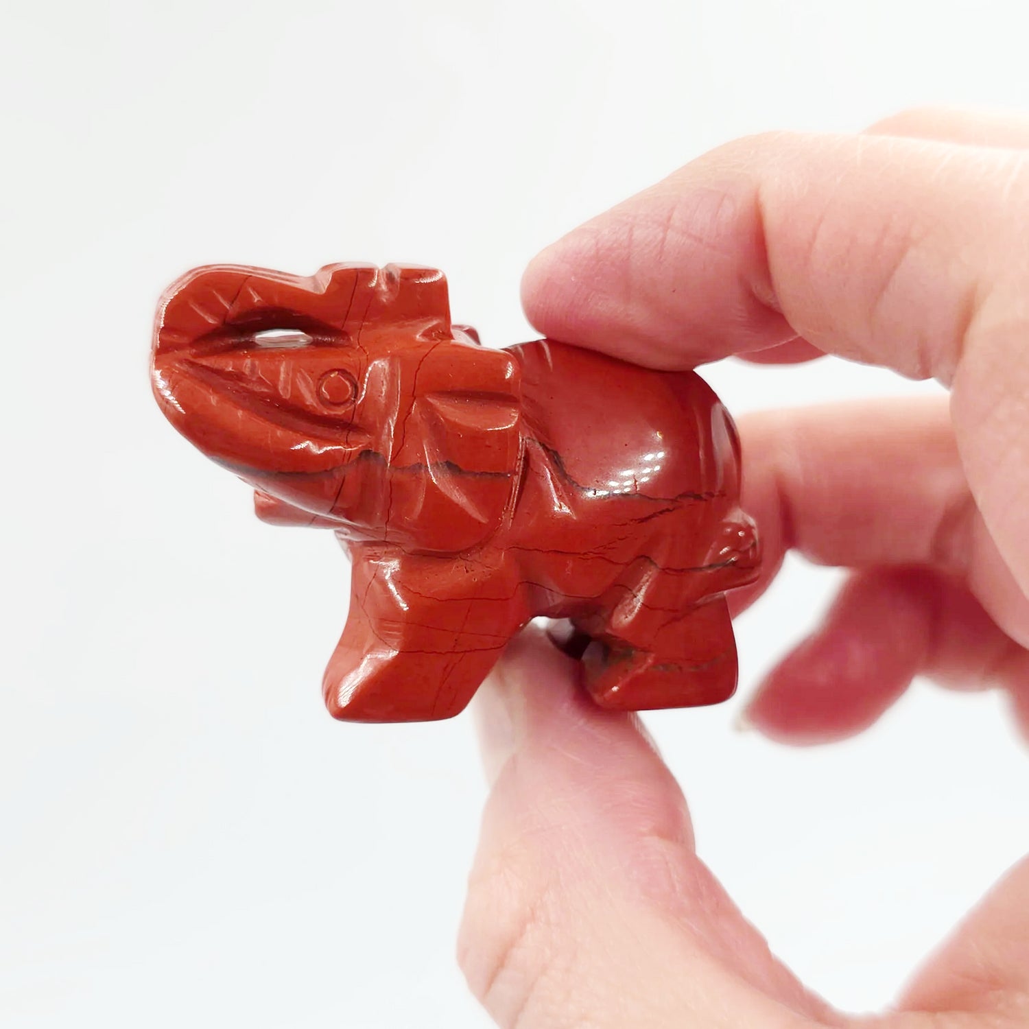 Red Jasper Elephant Figurine 2" 50mm - Elevated Metaphysical