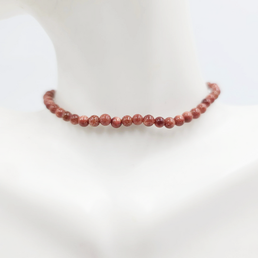 Goldstone Bead Bracelet 4mm Gold Sandstone - Elevated Metaphysical