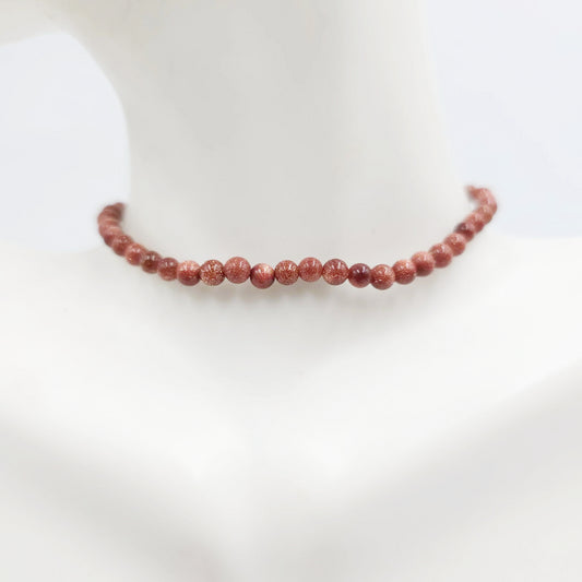 Goldstone Bead Bracelet 4mm Gold Sandstone - Elevated Metaphysical