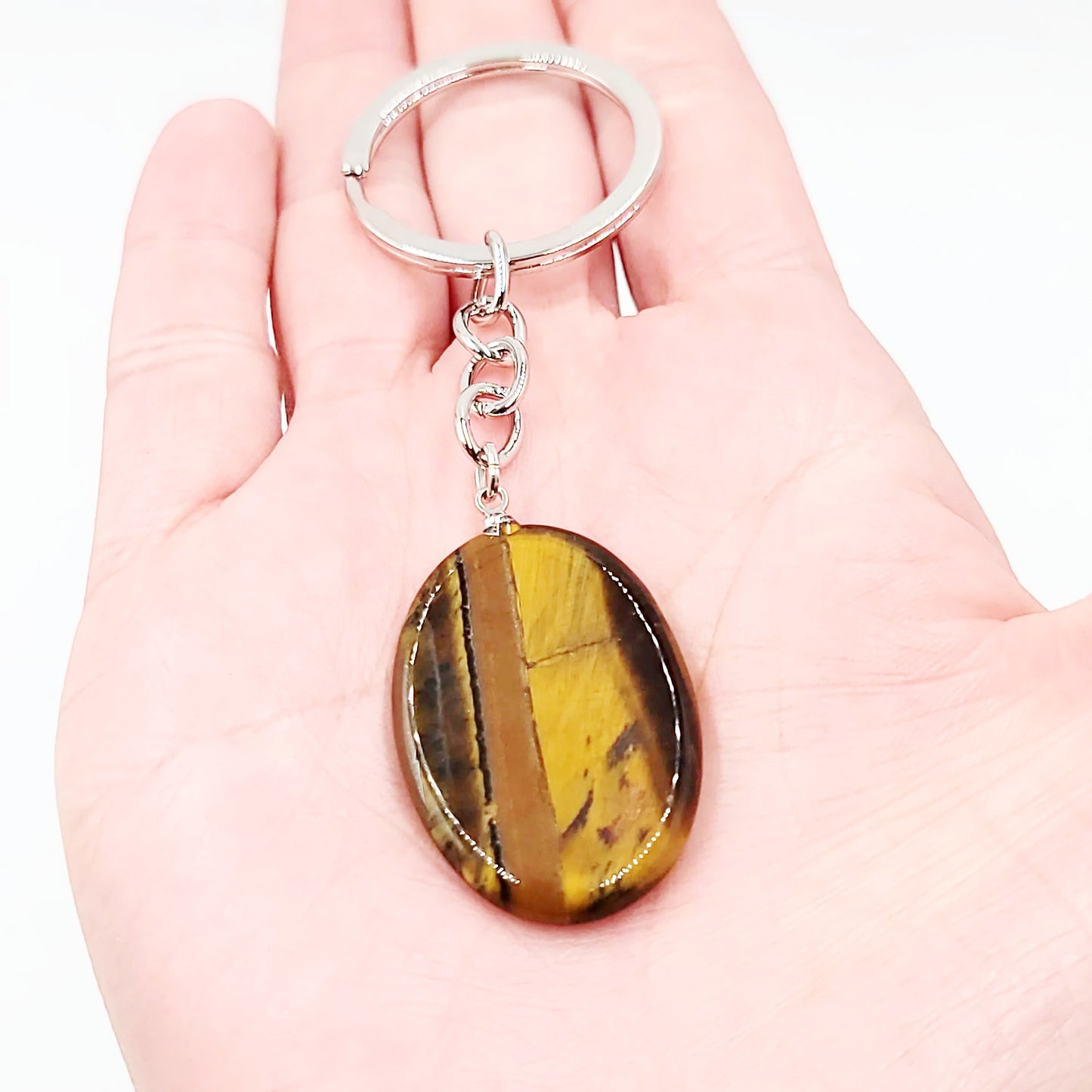 Tiger Eye Worry Stone Keychain