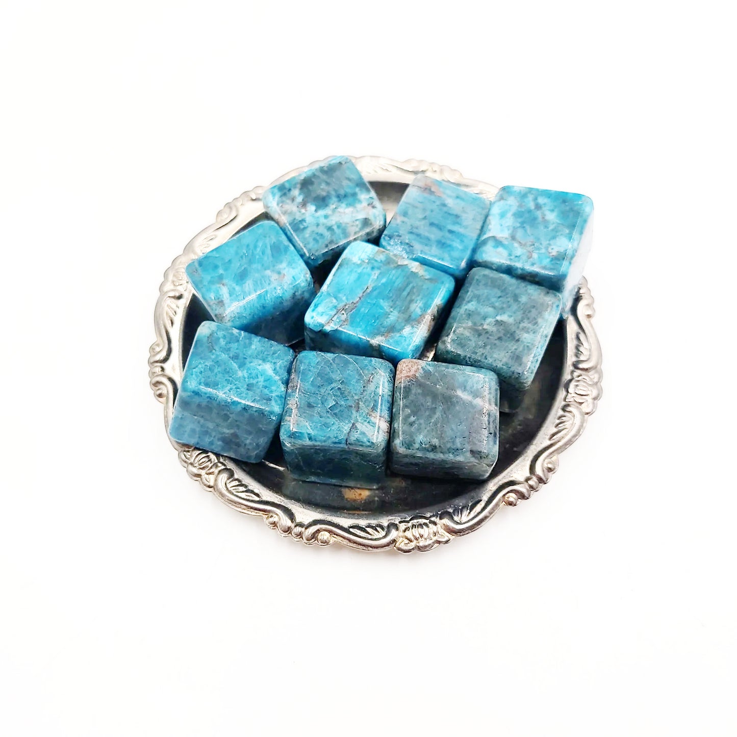 Blue Apatite Cube Tumbled Stone HQ - Elevated Metaphysical