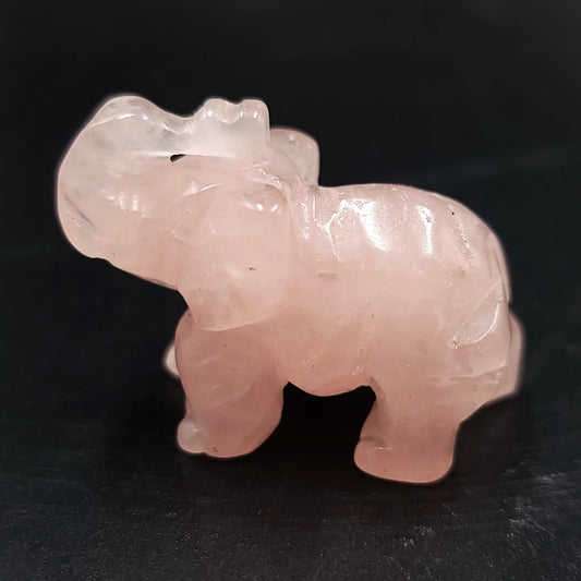 Rose Quartz Elephant Figurine 1.5" 35mm