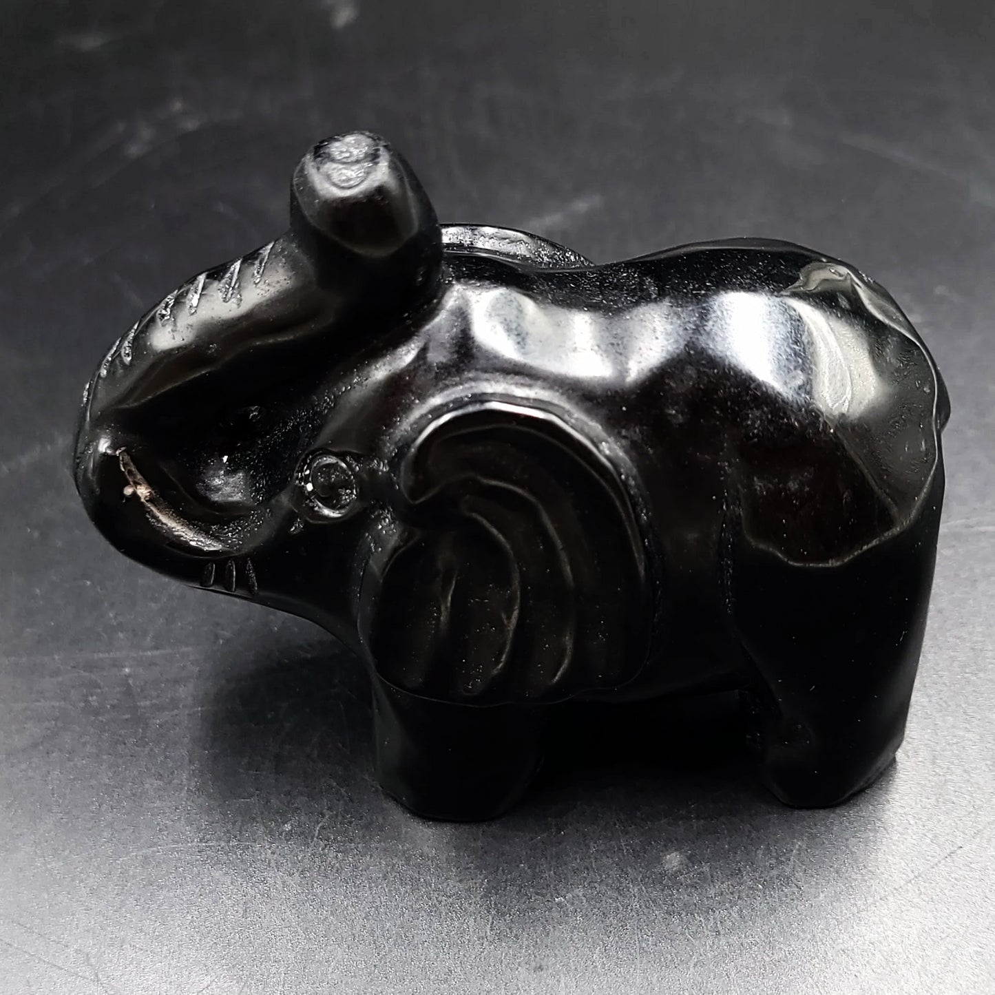 Black Tourmaline Elephant Figurine 3.75" 95mm 12.4oz 350g - Elevated Metaphysical