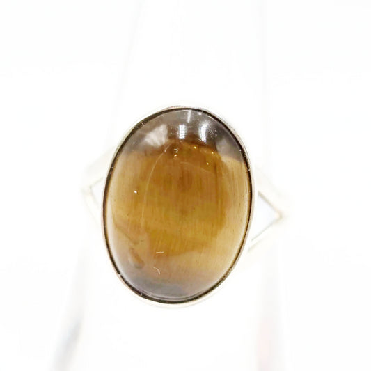 Tiger Eye Ring Sterling Silver Size 7 Solitaire