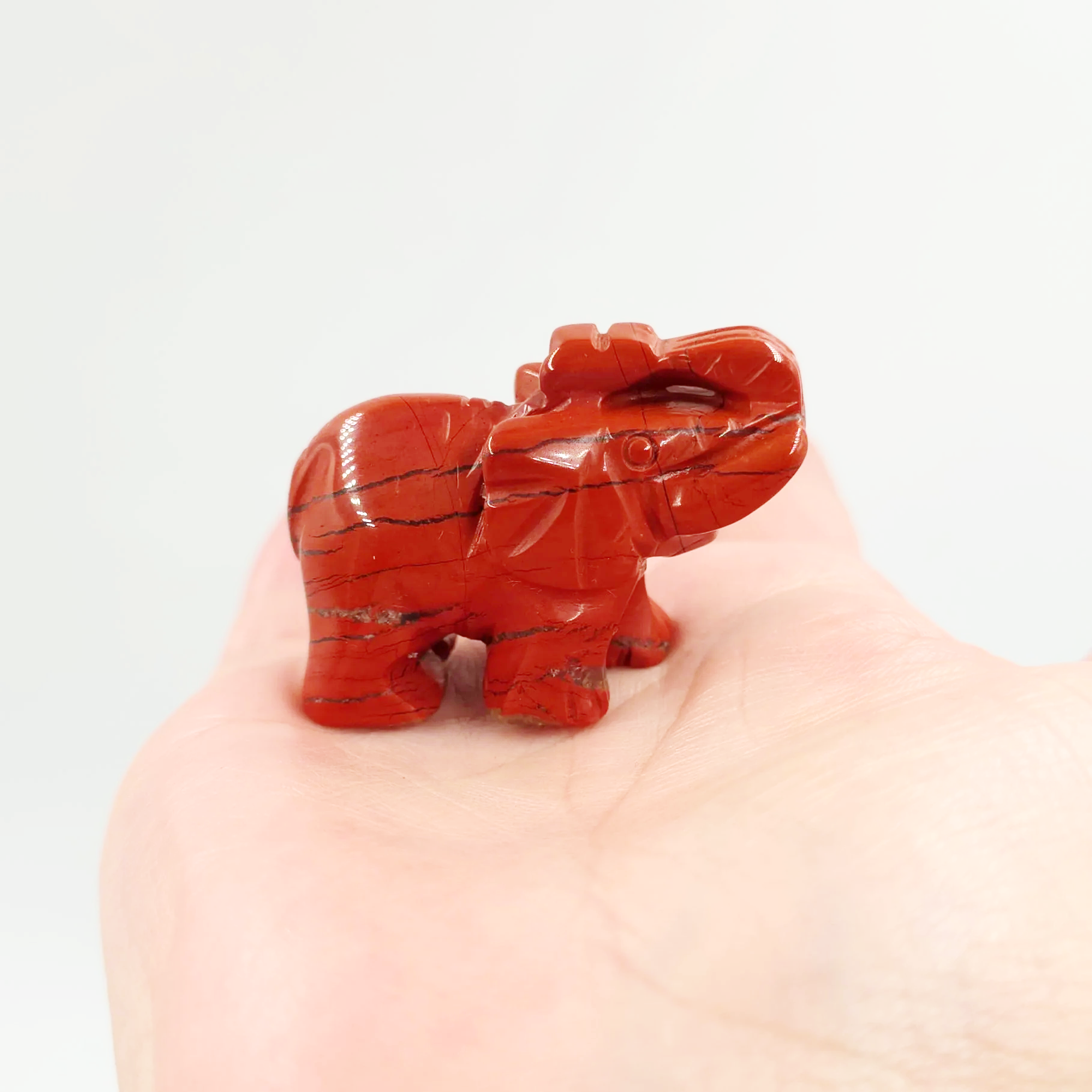Red Jasper Elephant Figurine 2" 50mm - Elevated Metaphysical