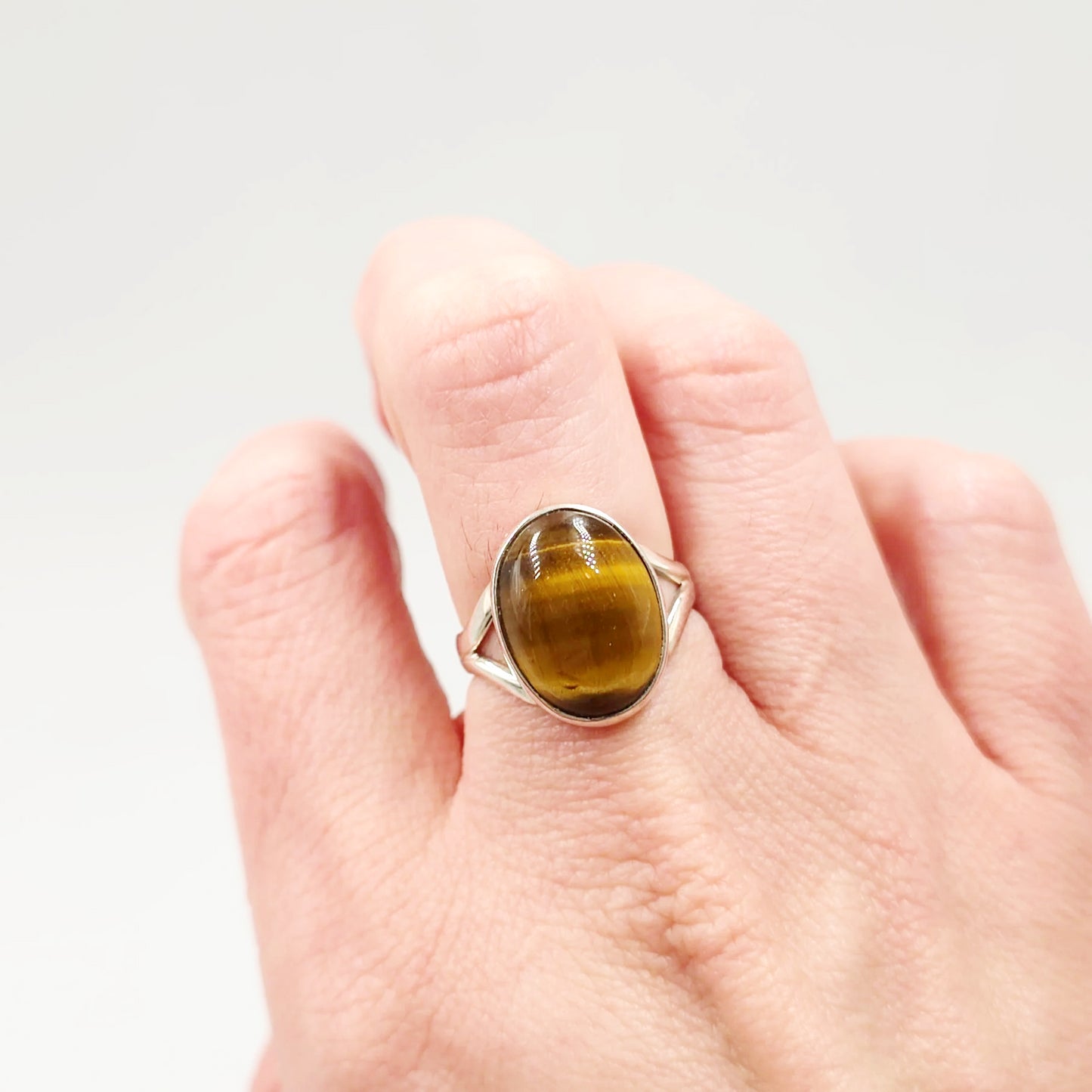 Tiger Eye Ring Sterling Silver Size 7 Solitaire