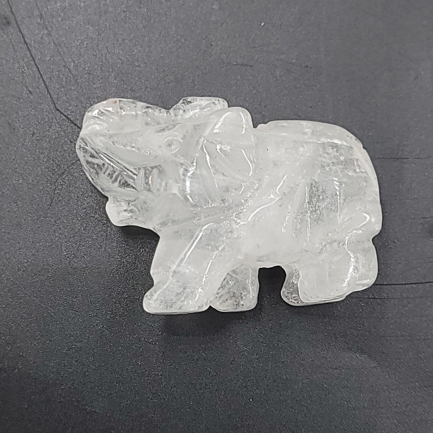 Clear Quartz Elephant Figurine 2" 50mm