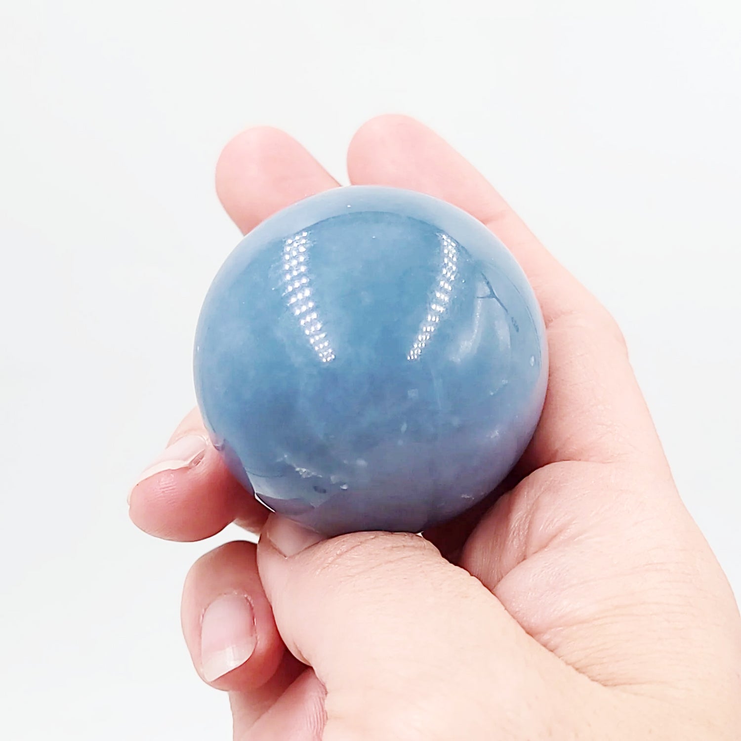 Angelite Sphere 45mm 1.8" 135g 4.8oz - Elevated Metaphysical