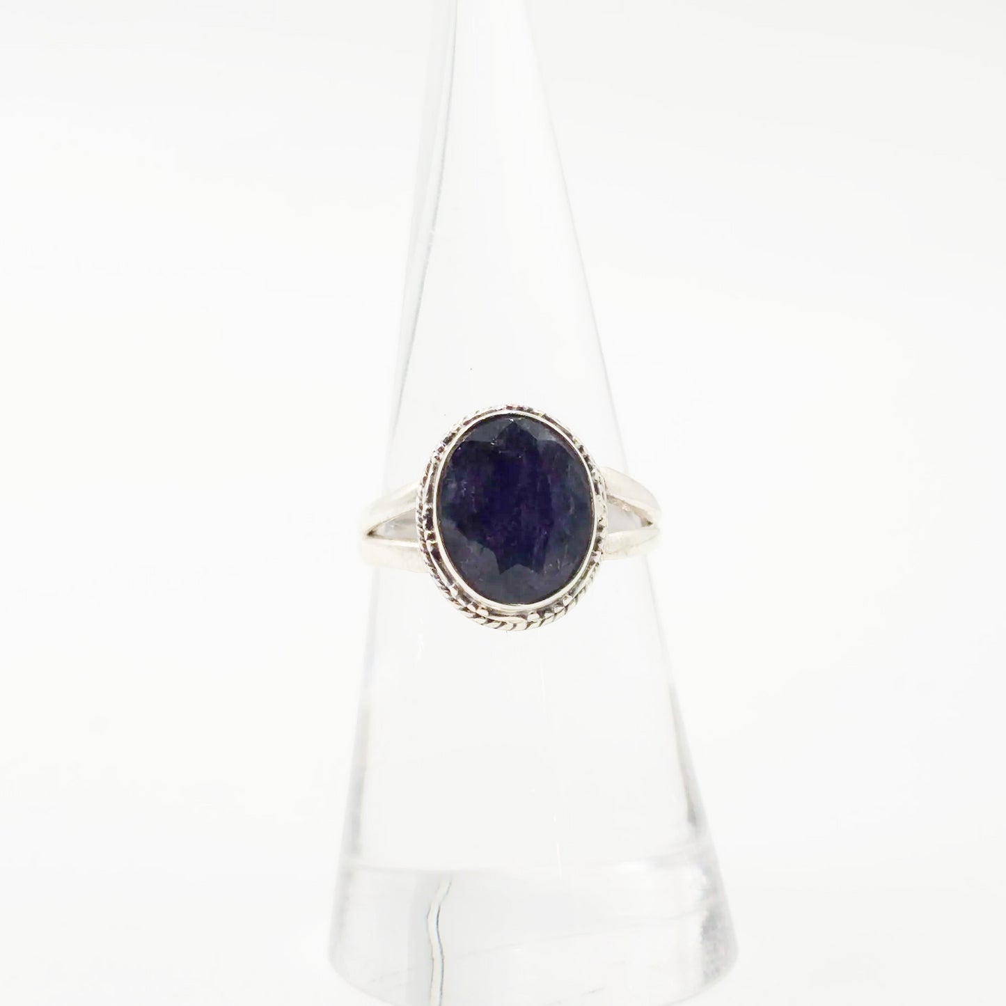 Sapphire Ring Sterling Silver Size 7 Solitaire