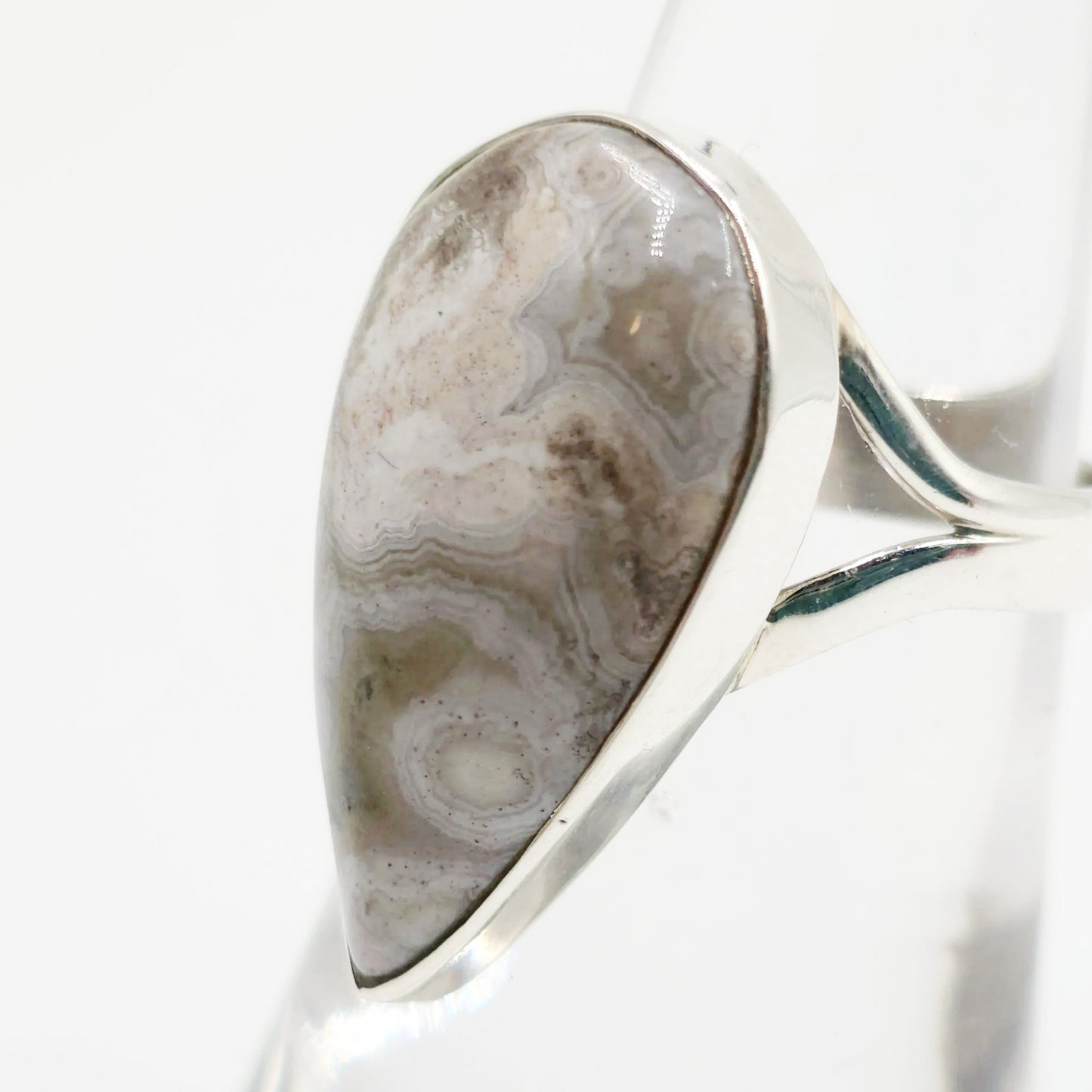 Ocean Jasper Ring Tear Drop Sterling Silver Band Size 6