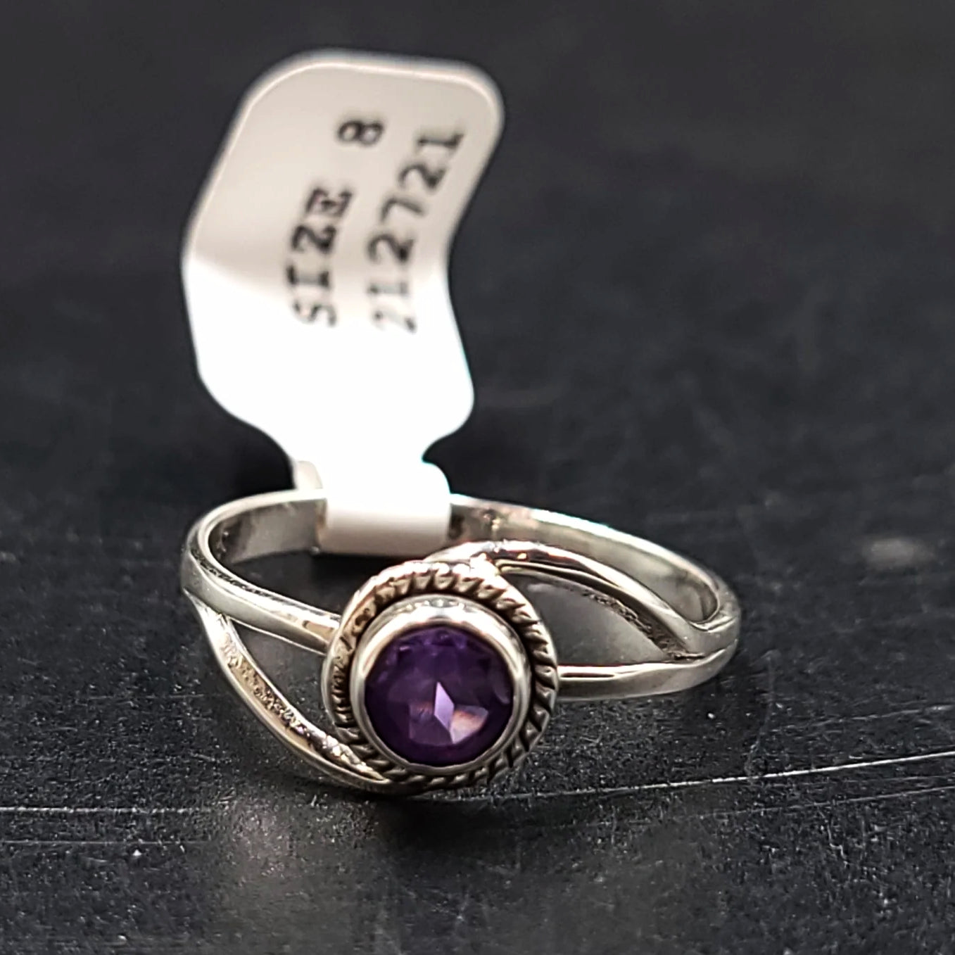 Amethyst Infinity Ring Sterling Silver Size 8 - Elevated Metaphysical