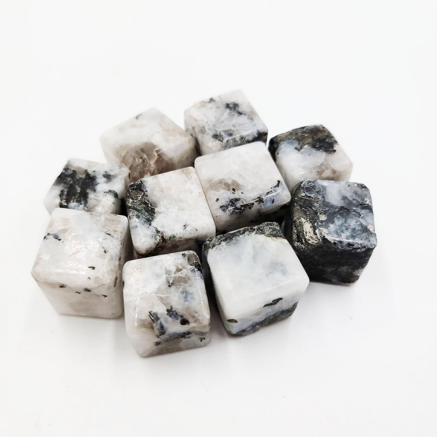 Rainbow Moonstone Cube Tumbled Stone HQ - Elevated Metaphysical