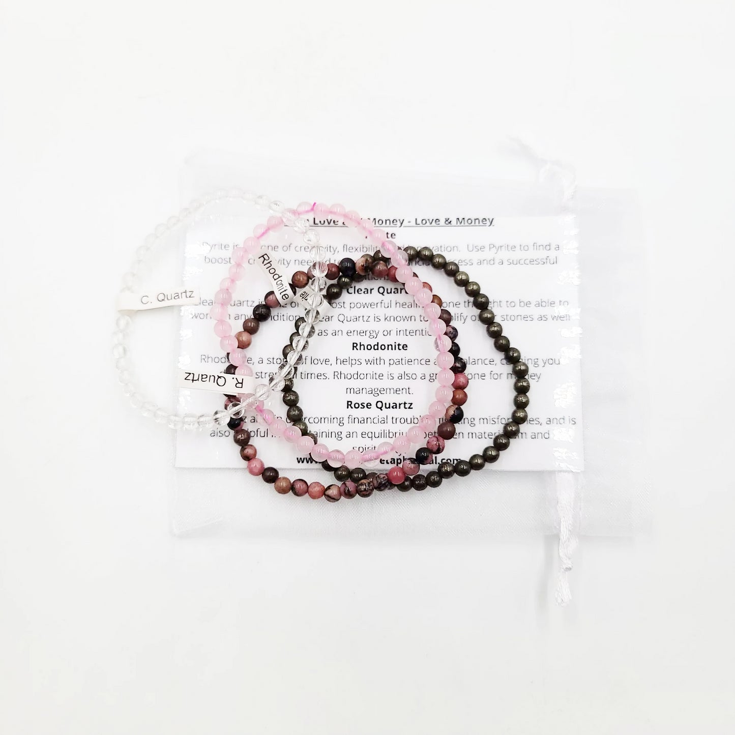 For the Love and Money - Love & Money Bracelet Set 4mm Bead Bracelets - Elevated Metaphysical