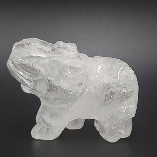 Clear Quartz Elephant Figurine 2" 50mm