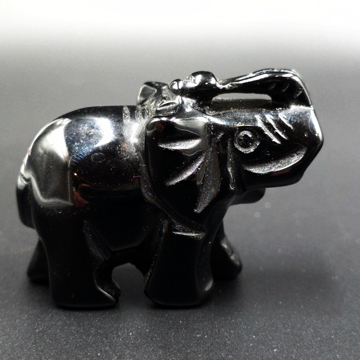 Black Onyx Elephant Figurine 2" 50mm - Elevated Metaphysical