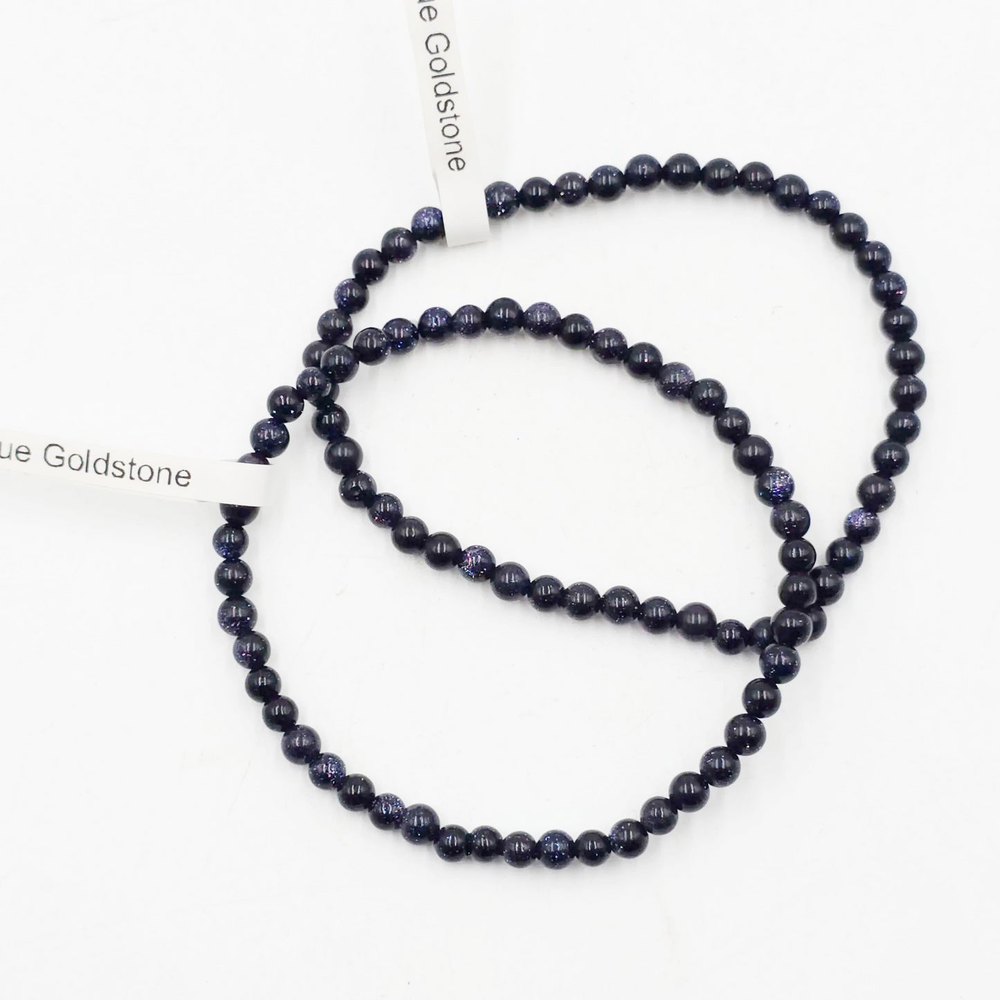 Blue Goldstone Bead Bracelet 4mm Blue Sandstone - Elevated Metaphysical