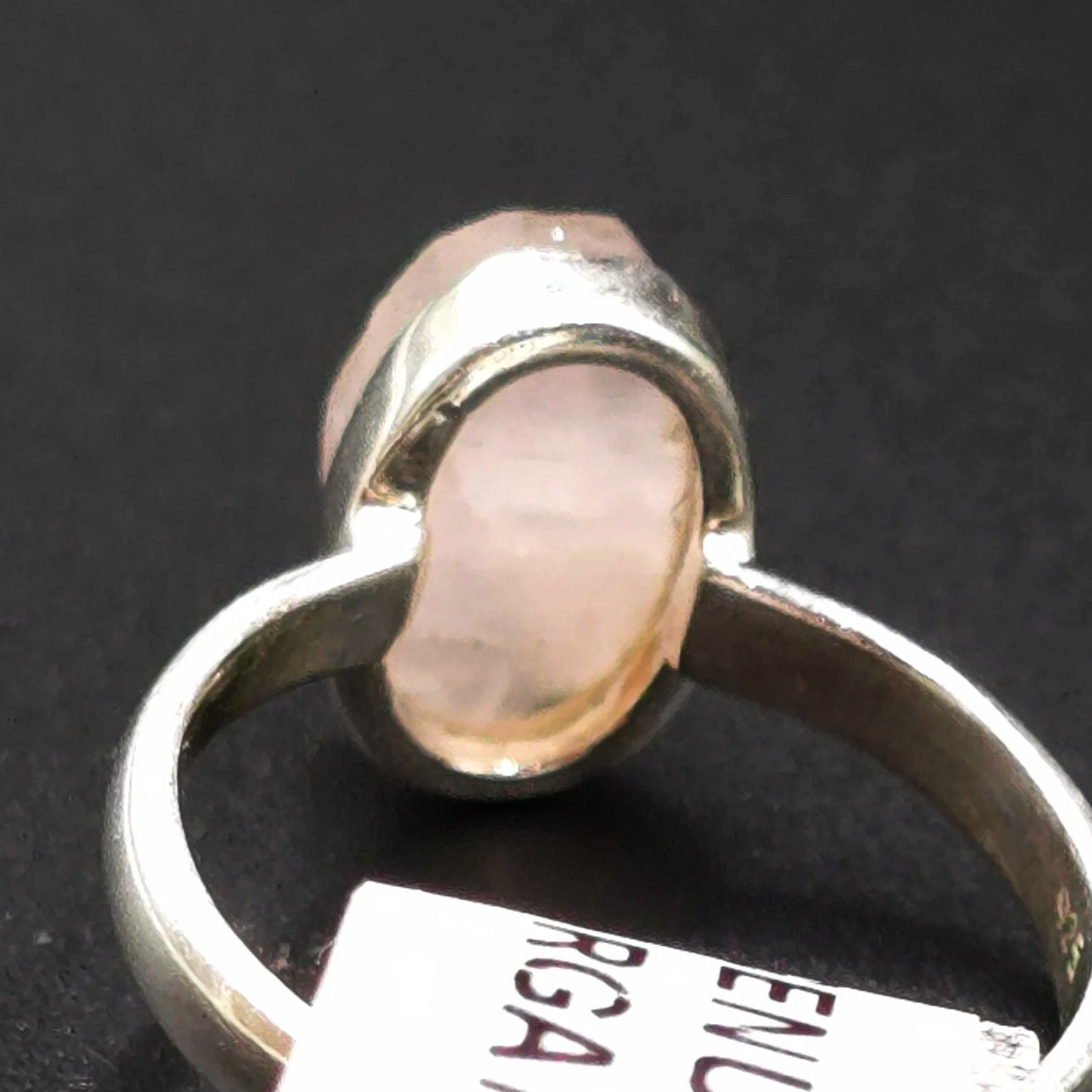 Morganite Ring Sterling Silver Rough Stone Oval Size 7.5 - Elevated Metaphysical