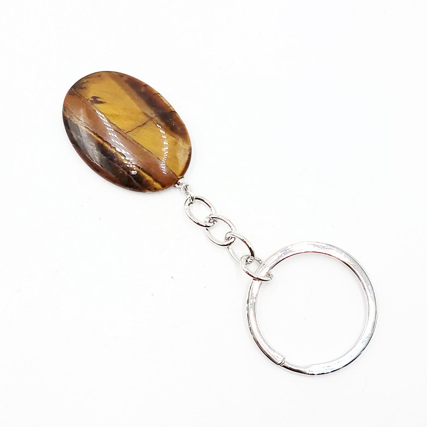 Tiger Eye Worry Stone Keychain