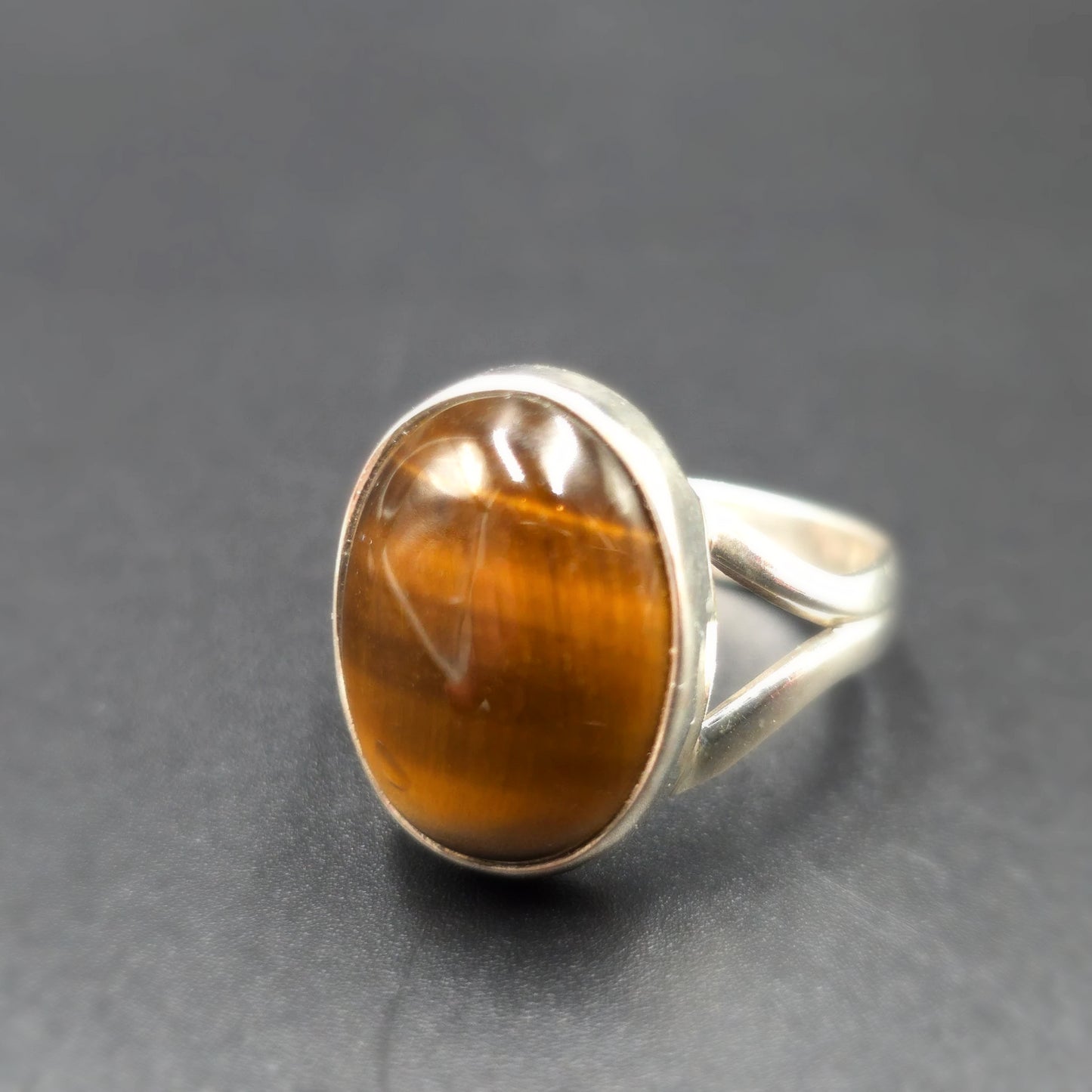 Tiger Eye Ring Sterling Silver Size 7 Solitaire