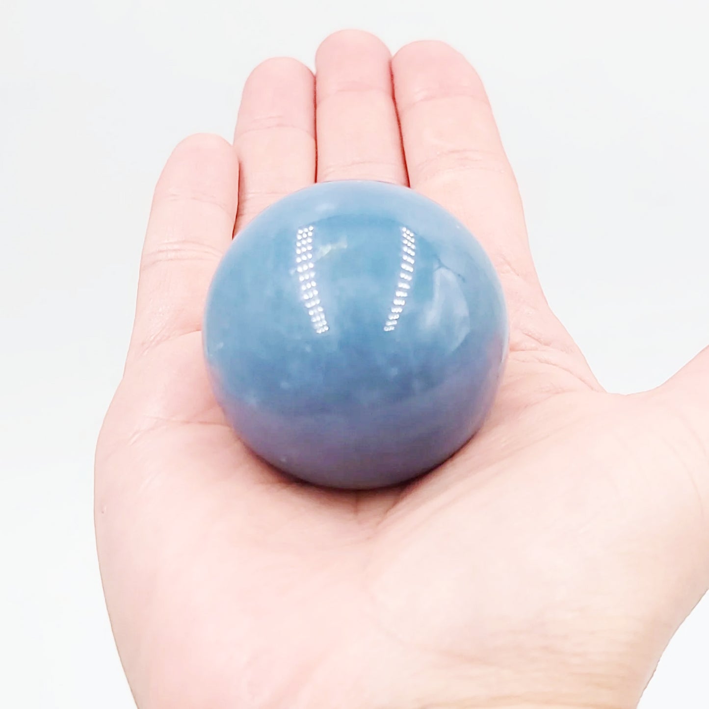 Angelite Sphere 45mm 1.8" 135g 4.8oz - Elevated Metaphysical