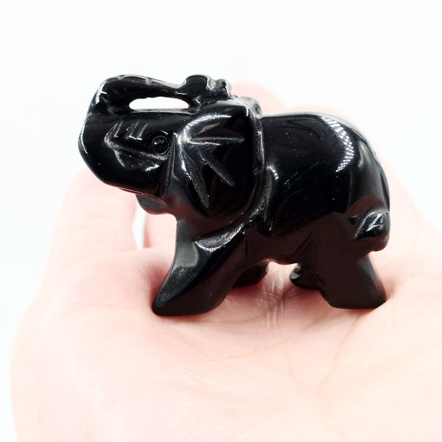 Black Onyx Elephant Figurine 2" 50mm - Elevated Metaphysical