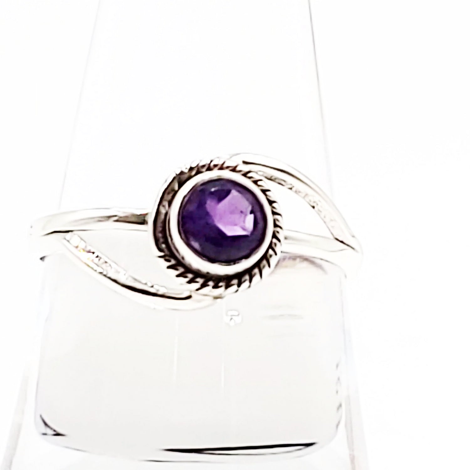 Amethyst Infinity Ring Sterling Silver Size 8 - Elevated Metaphysical