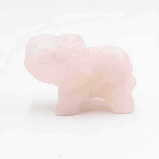 Rose Quartz Elephant Figurine 2" 50mm - Elevated Metaphysical