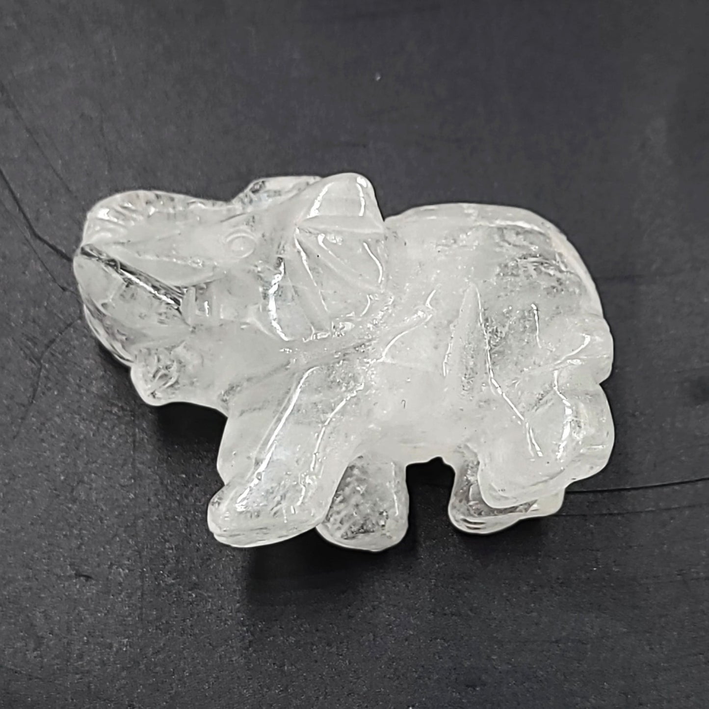 Clear Quartz Elephant Figurine 2" 50mm