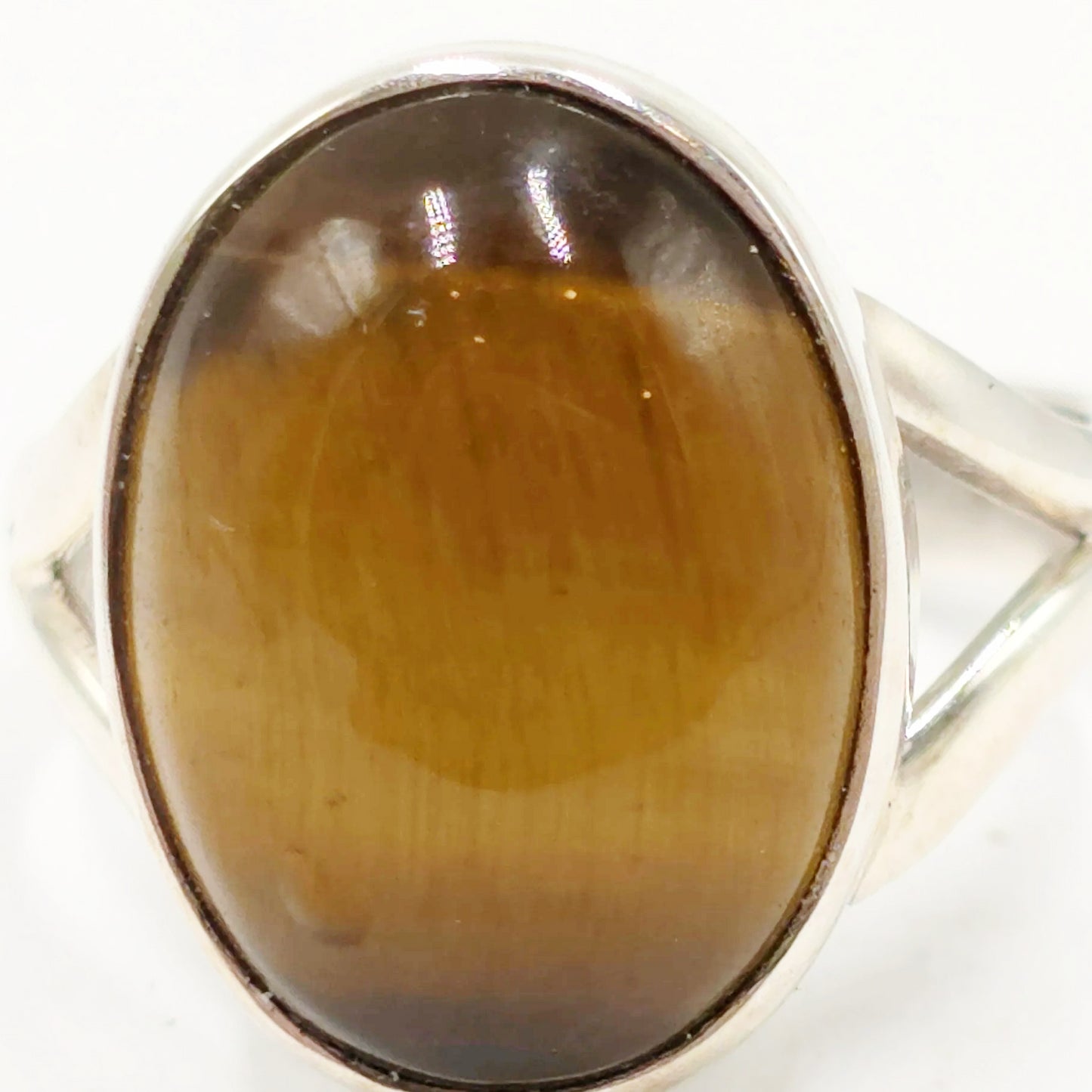 Tiger Eye Ring Sterling Silver Size 7 Solitaire