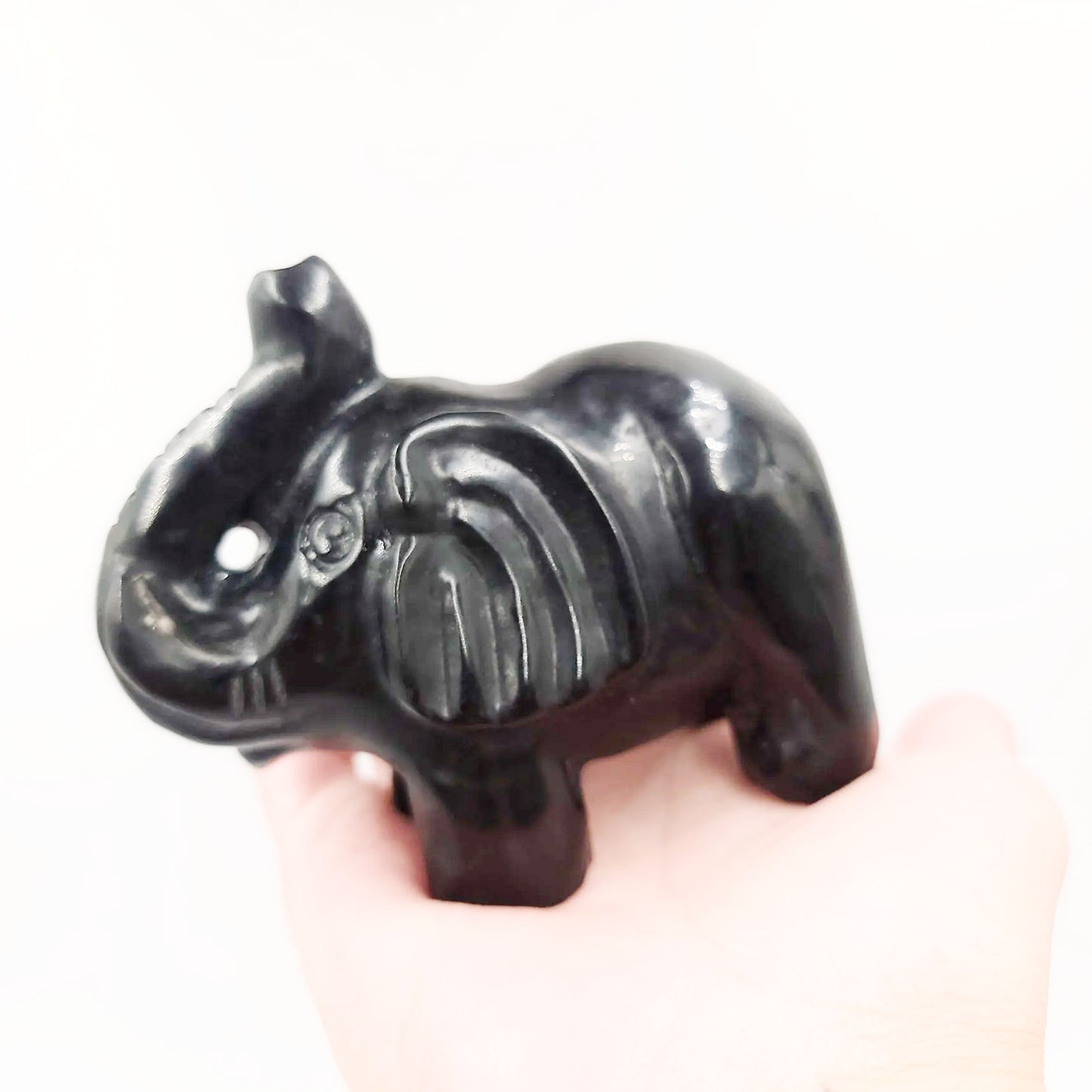 Black Tourmaline Elephant Figurine 3.75" 95mm 12.4oz 350g - Elevated Metaphysical