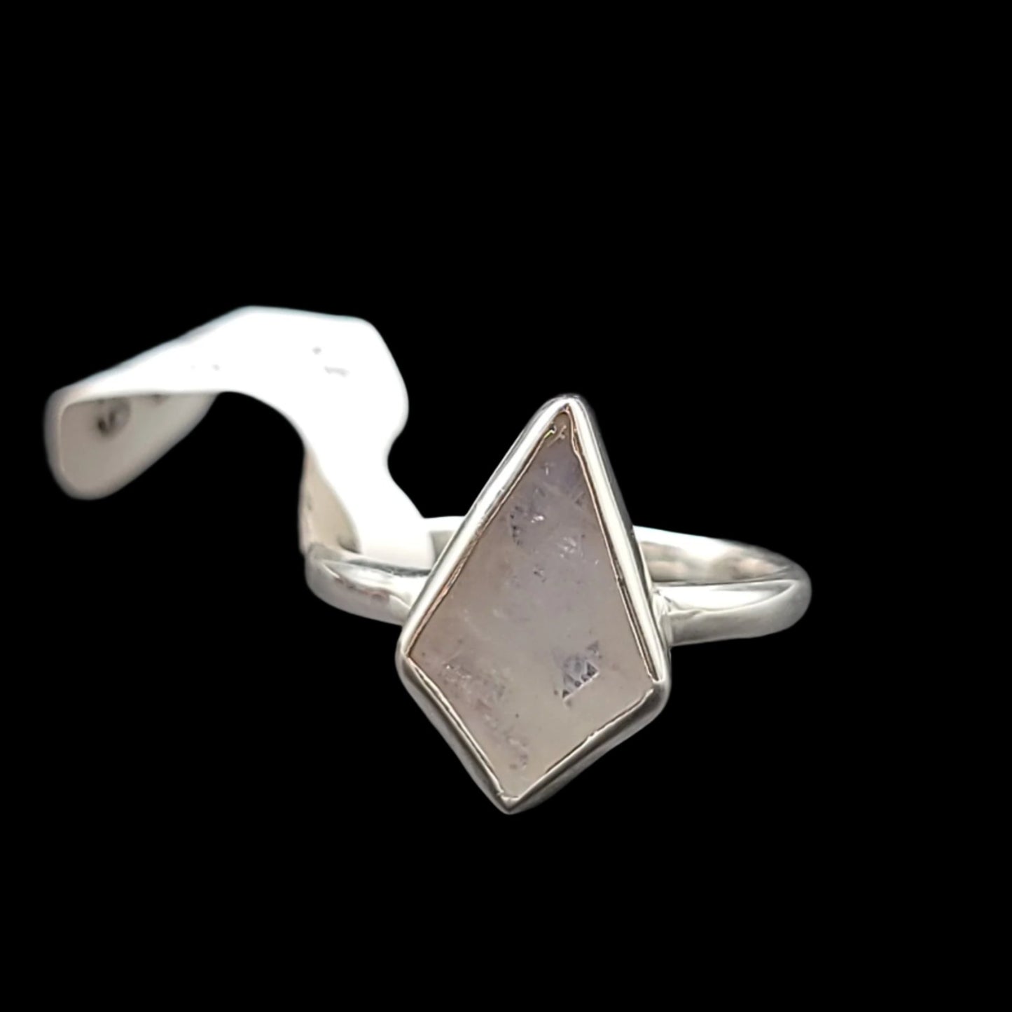 Rainbow Moonstone Shield Ring Sterling Silver Size 6