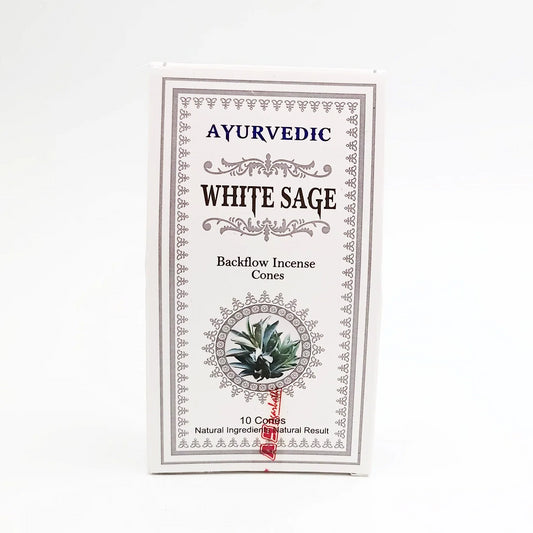 Ayurvedic White Sage Backflow Incense Cones 10 Pack - Elevated Metaphysical