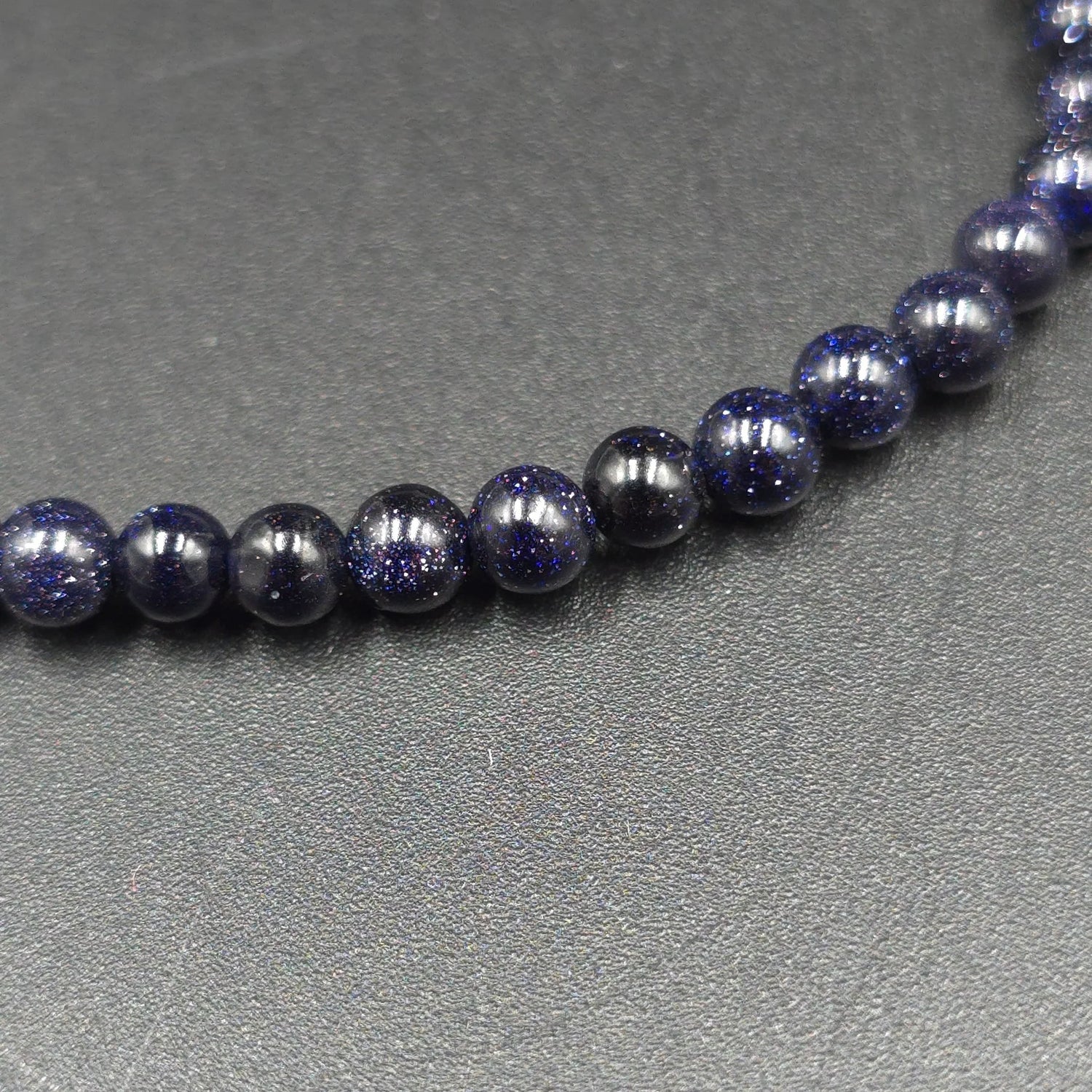 Blue Goldstone Bead Bracelet 4mm Blue Sandstone - Elevated Metaphysical