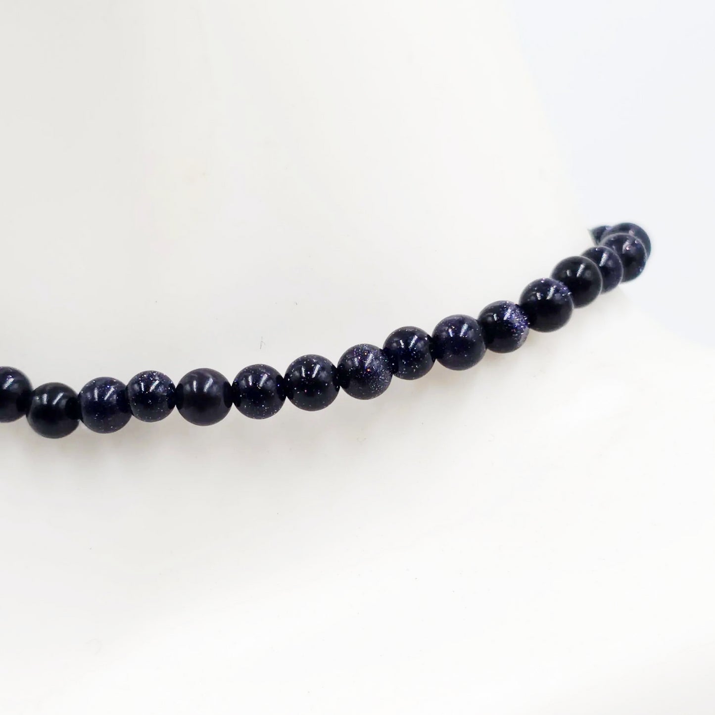 Blue Goldstone Bead Bracelet 4mm Blue Sandstone - Elevated Metaphysical