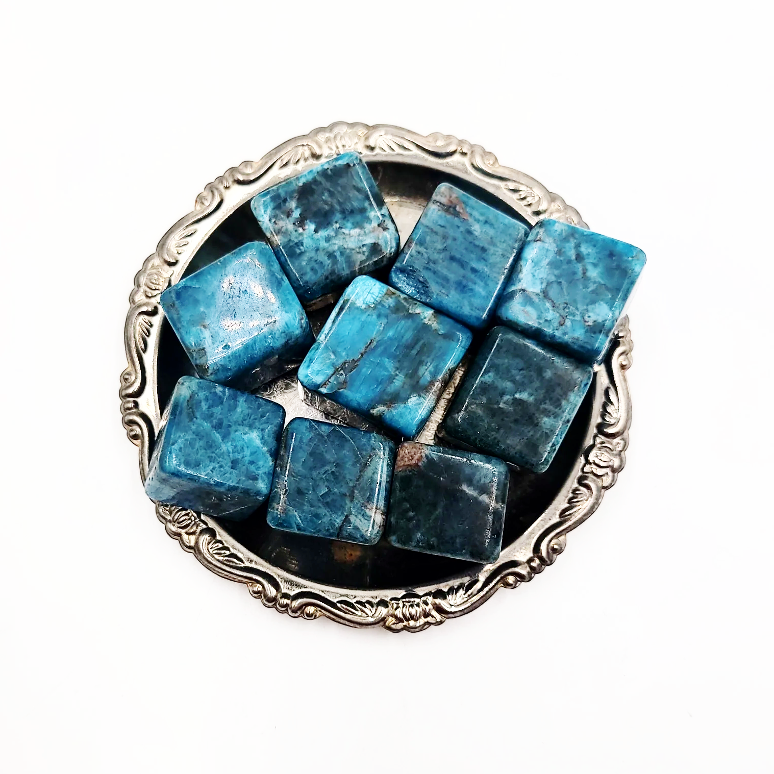 Blue Apatite Cube Tumbled Stone HQ - Elevated Metaphysical