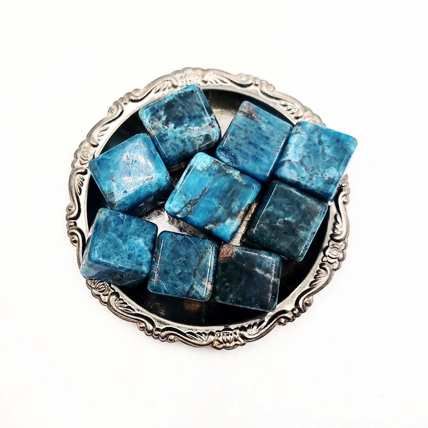 Blue Apatite Cube Tumbled Stone HQ - Elevated Metaphysical